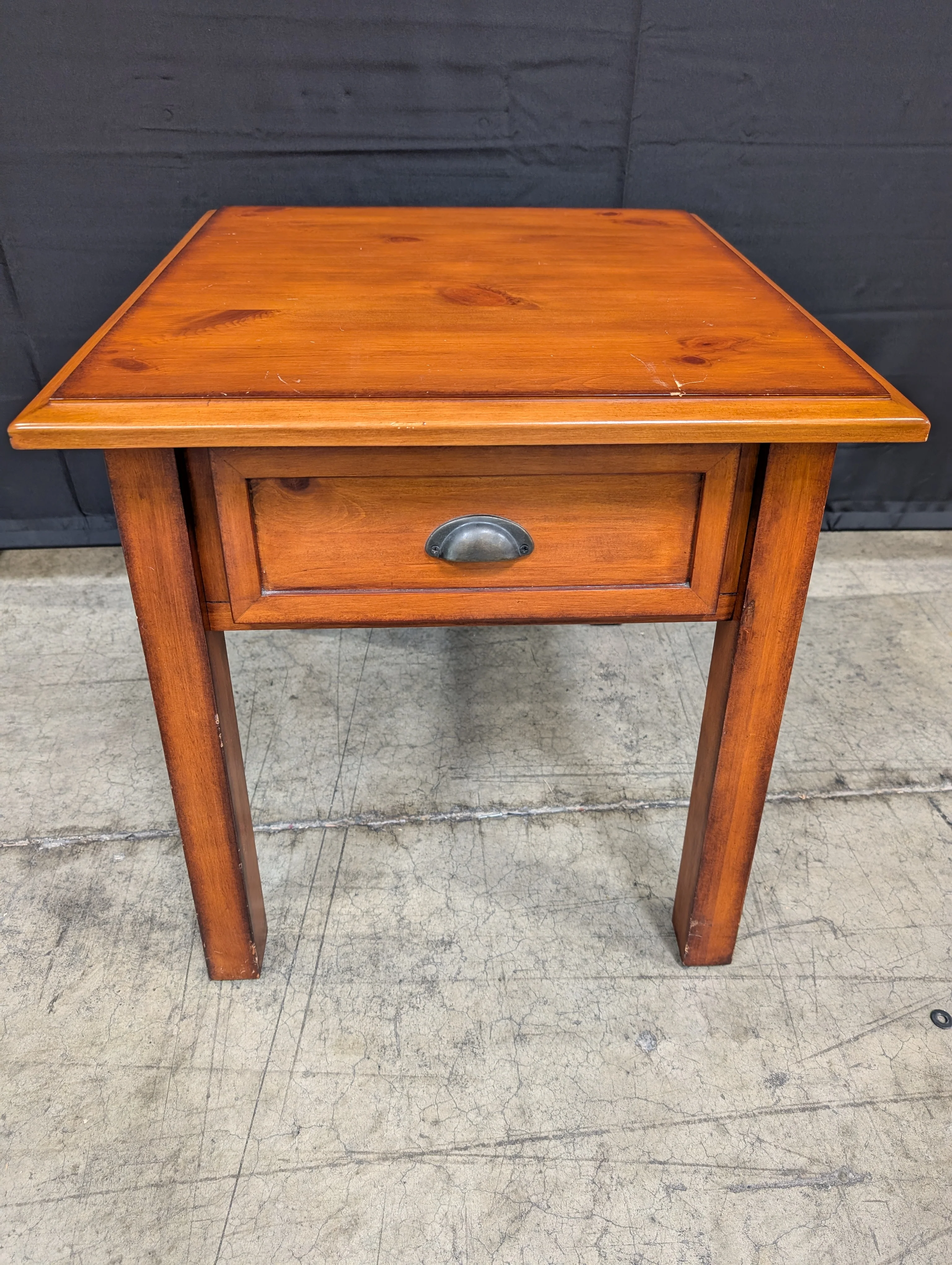 Rustic Wood Side Table with Drawer - Image 3