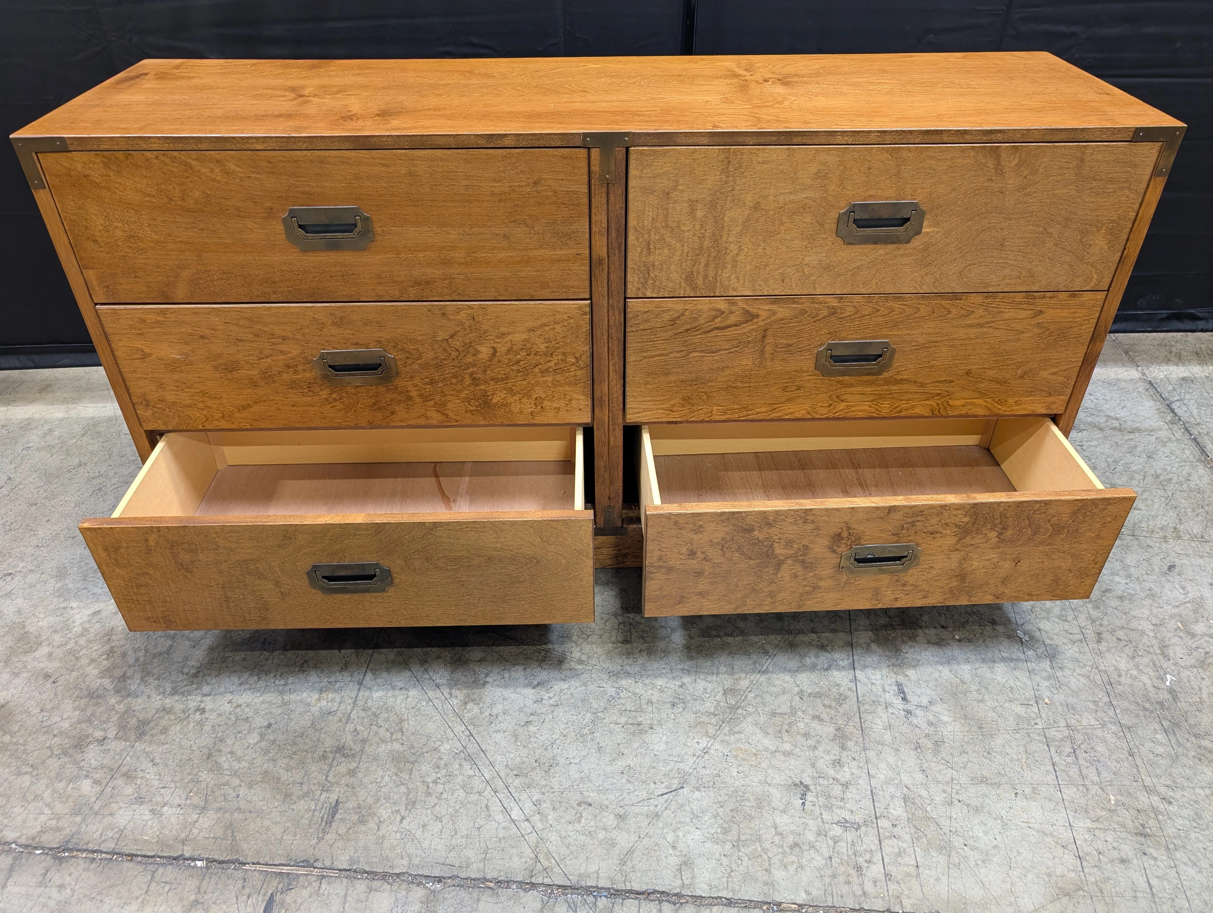 Stained Wood Double Dresser with Minimalist Hardware - Image 2