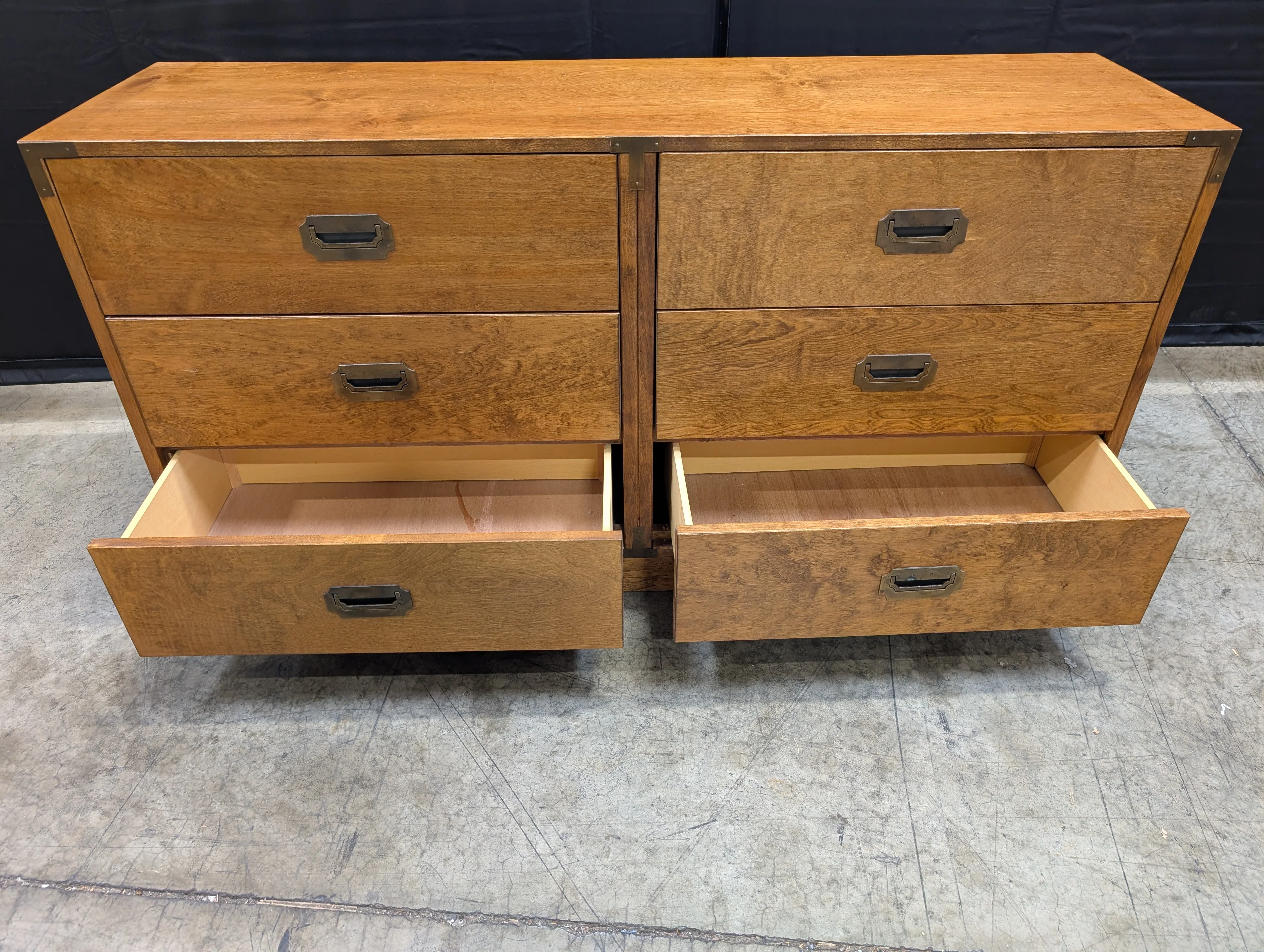 Stained Wood Double Dresser with Minimalist Hardware - Image 3