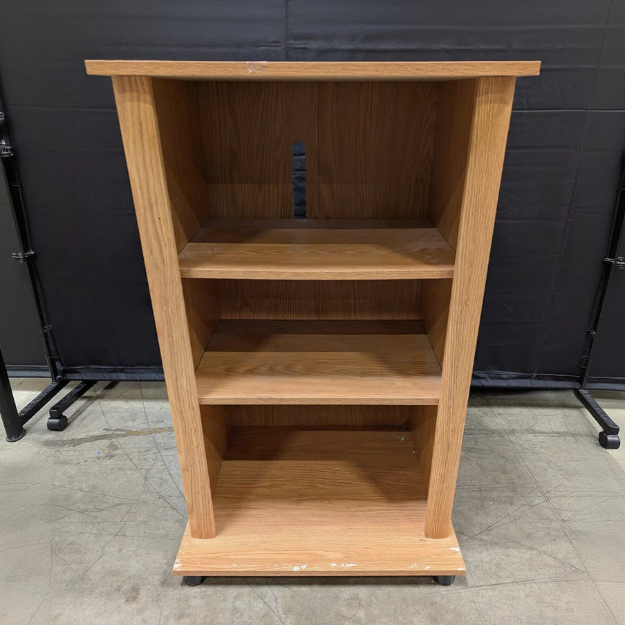 Mobile Wood Grain 4-Tier Storage Shelf with Tapered Design