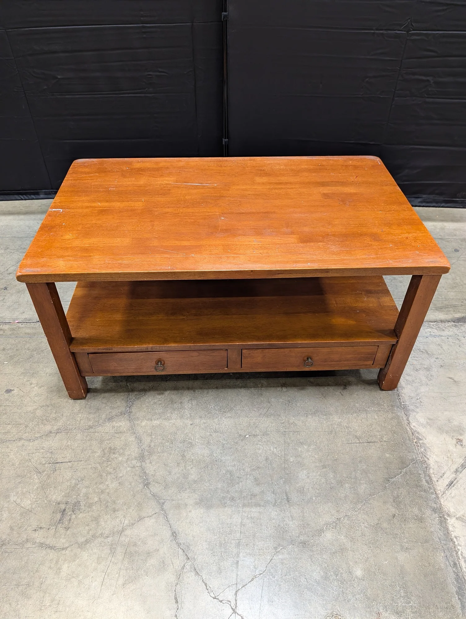 Solid Wood Rectangular Coffee Table with Storage Drawers - Image 2