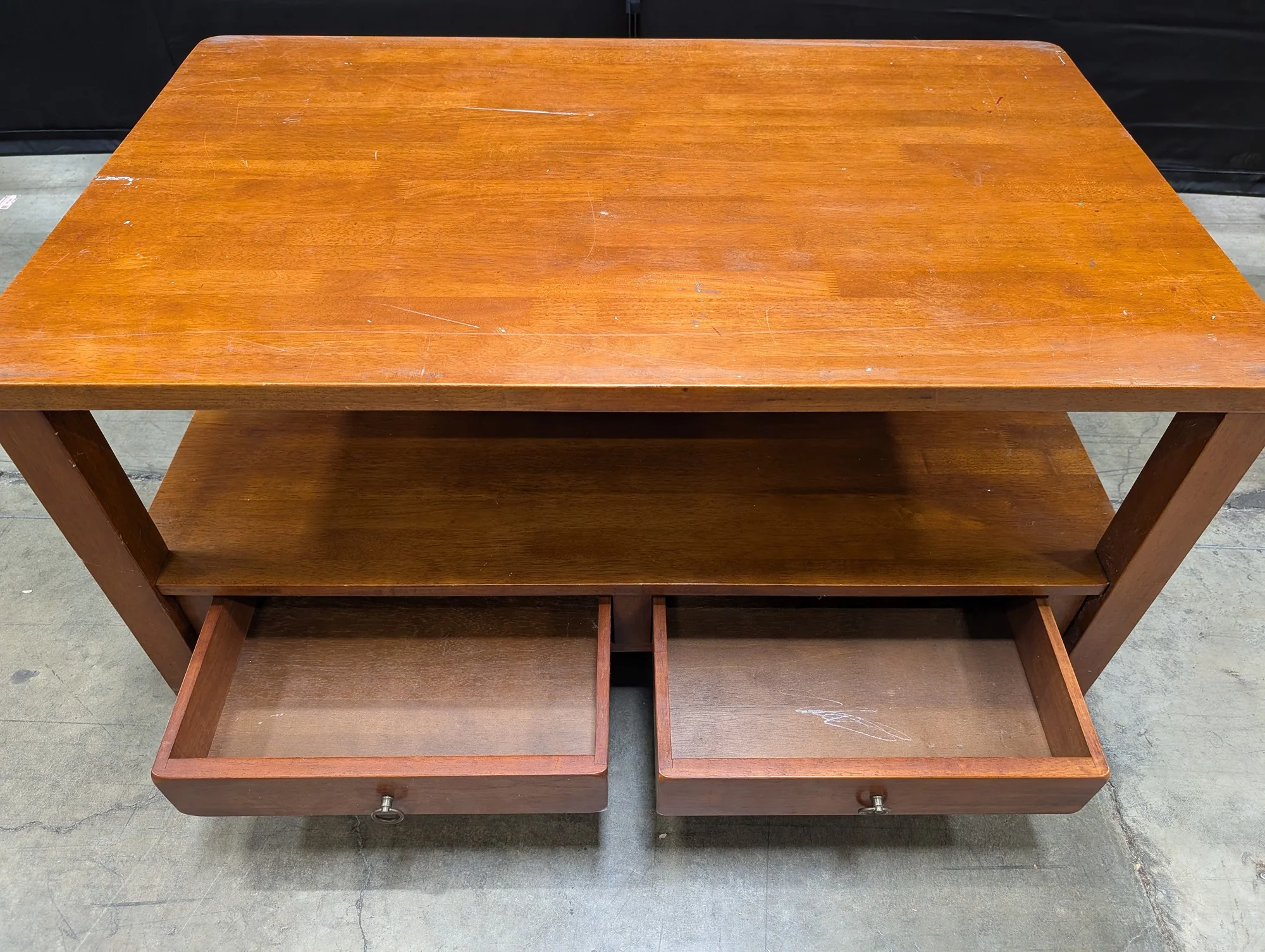 Solid Wood Rectangular Coffee Table with Storage Drawers - Image 3