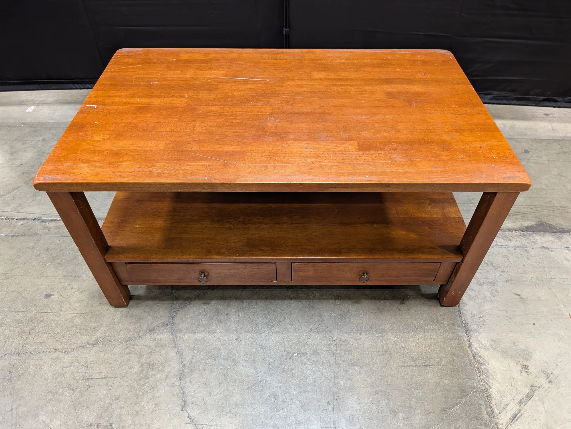 Solid Wood Rectangular Coffee Table with Storage Drawers - Image 4