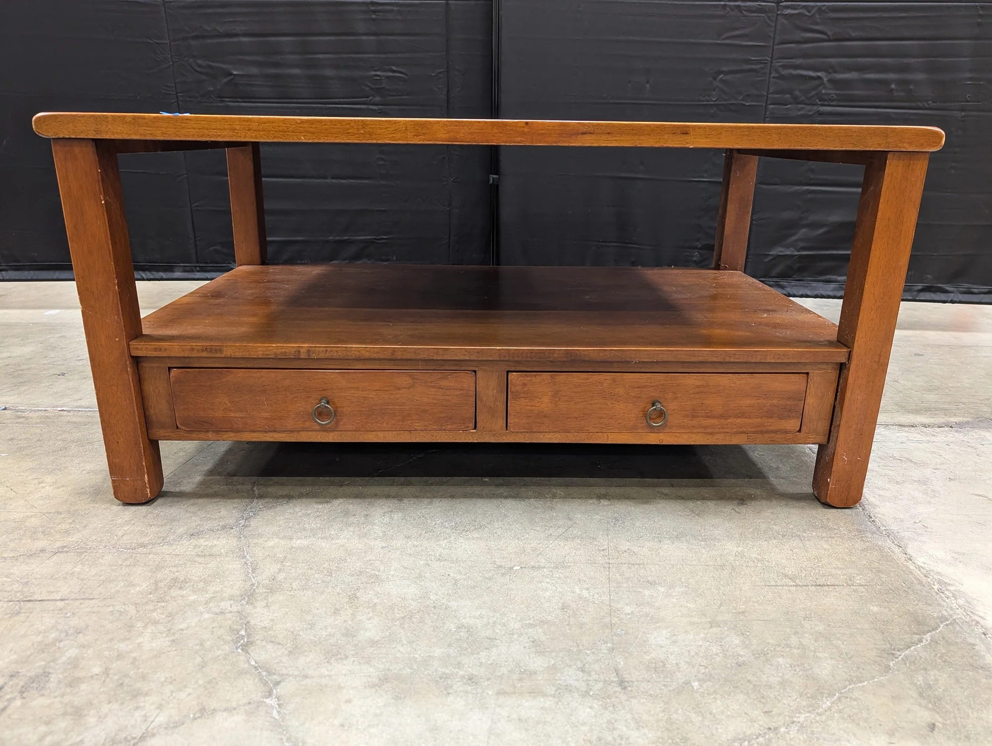 Solid Wood Rectangular Coffee Table with Storage Drawers - Image 5