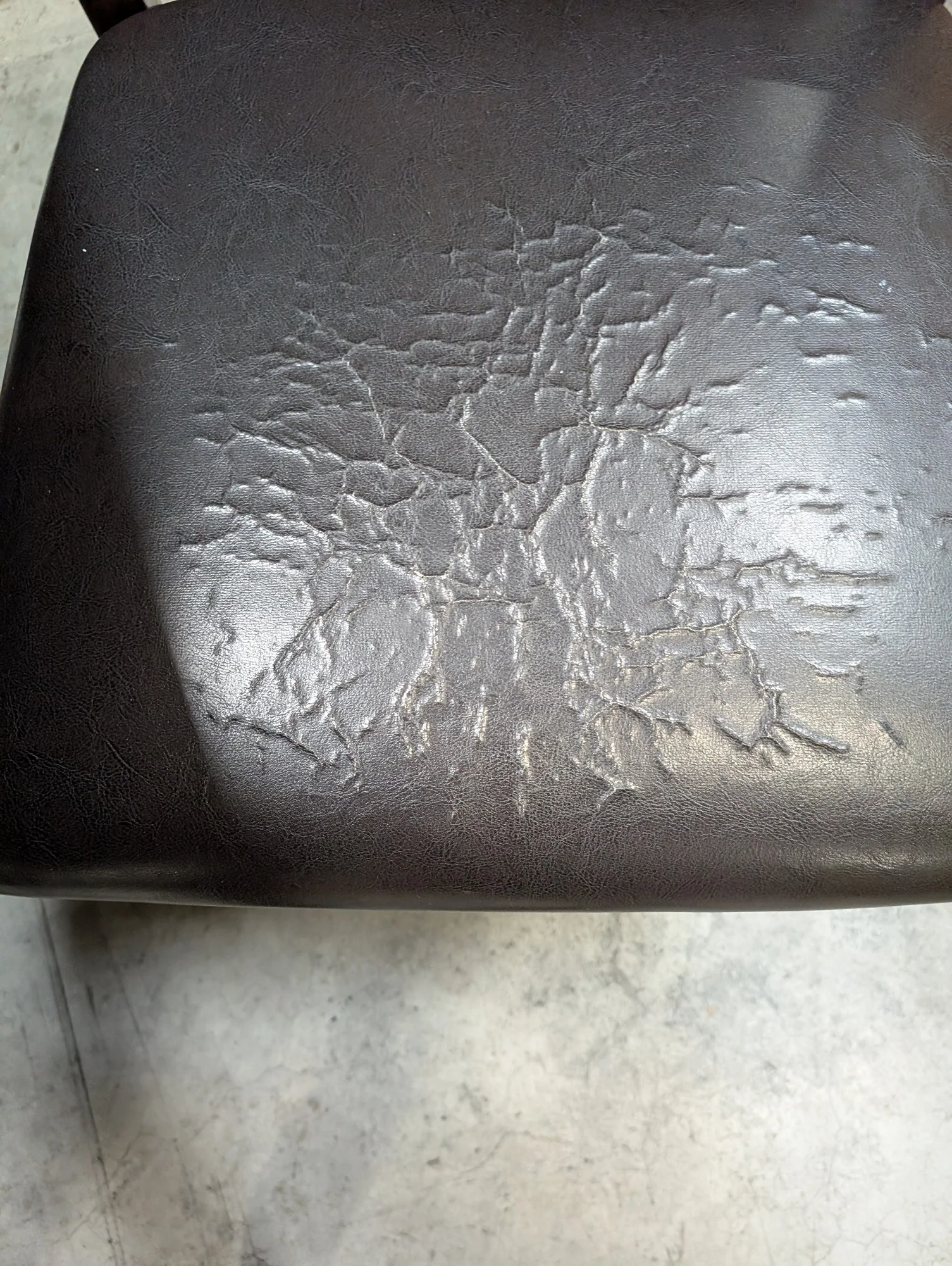 Used Dark Brown Wood Dining Table with Six Slat Back Chairs - Image 4