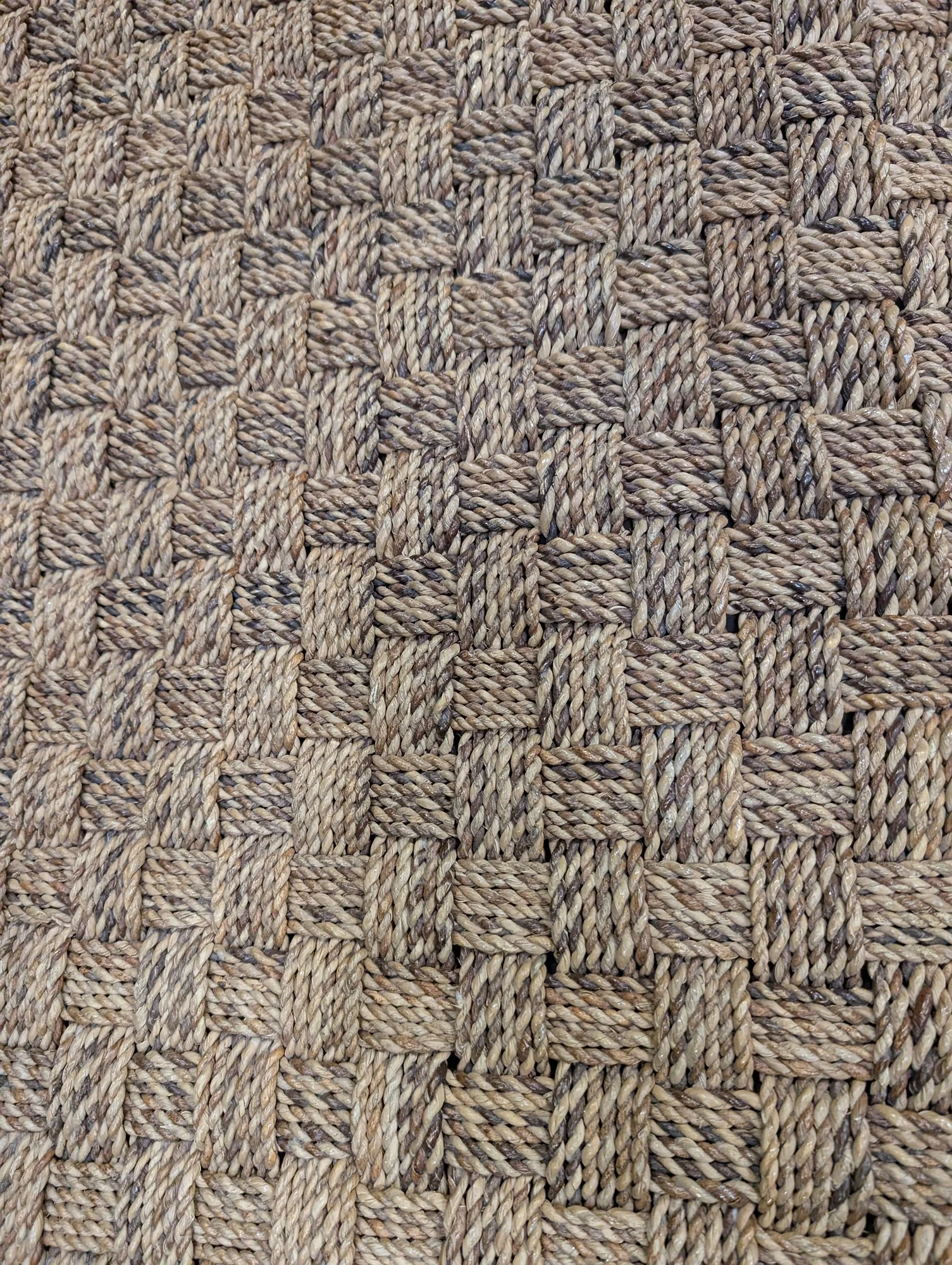 Natural Fiber Woven Top Bench with Tapered Legs - Image 3