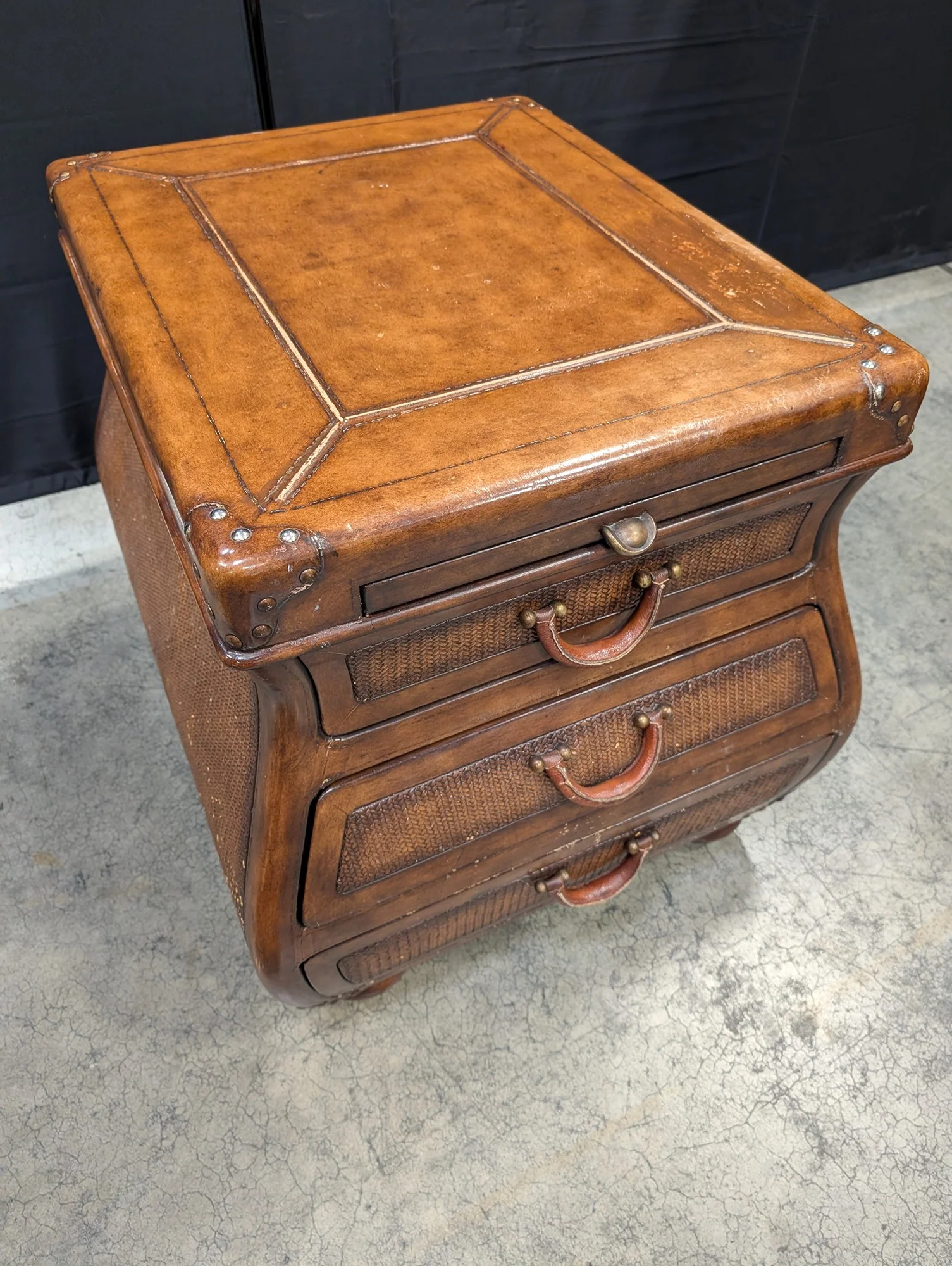 Tropical Hardwood and Rattan Accent Chest with Three Drawers - Image 3