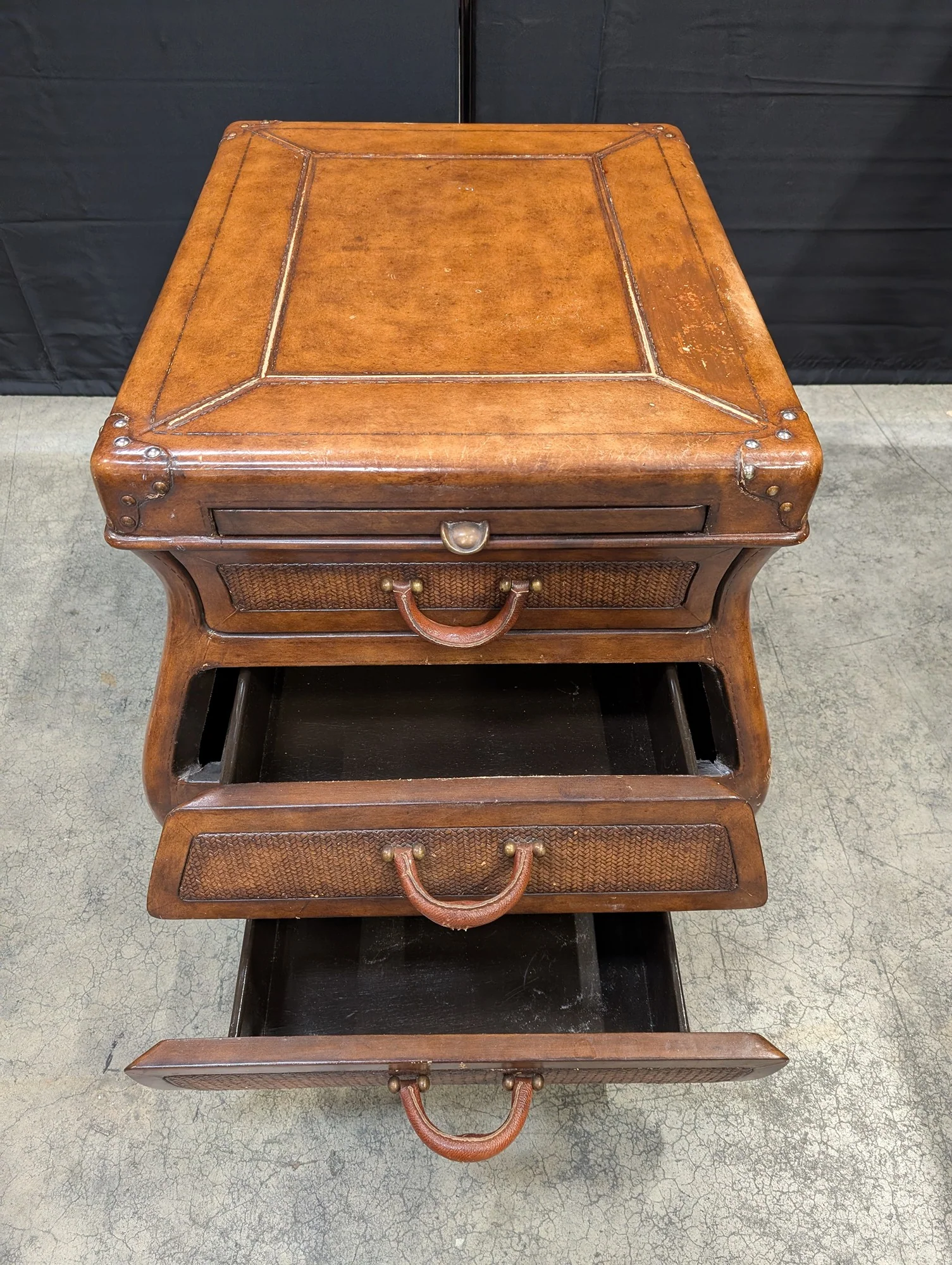 Tropical Hardwood and Rattan Accent Chest with Three Drawers - Image 4