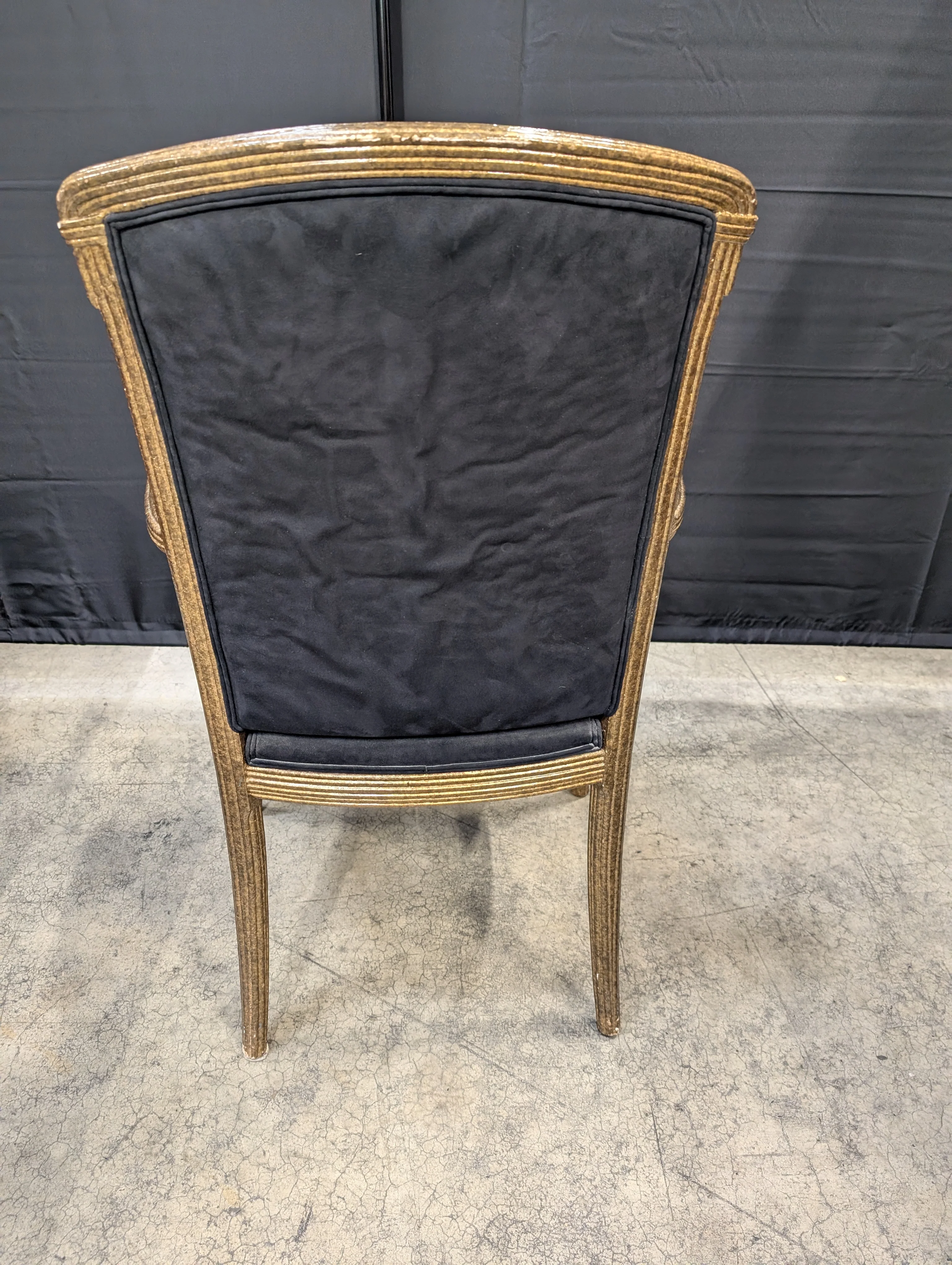 Gilded Reeded Frame Armchair with Dark Upholstery - Image 3