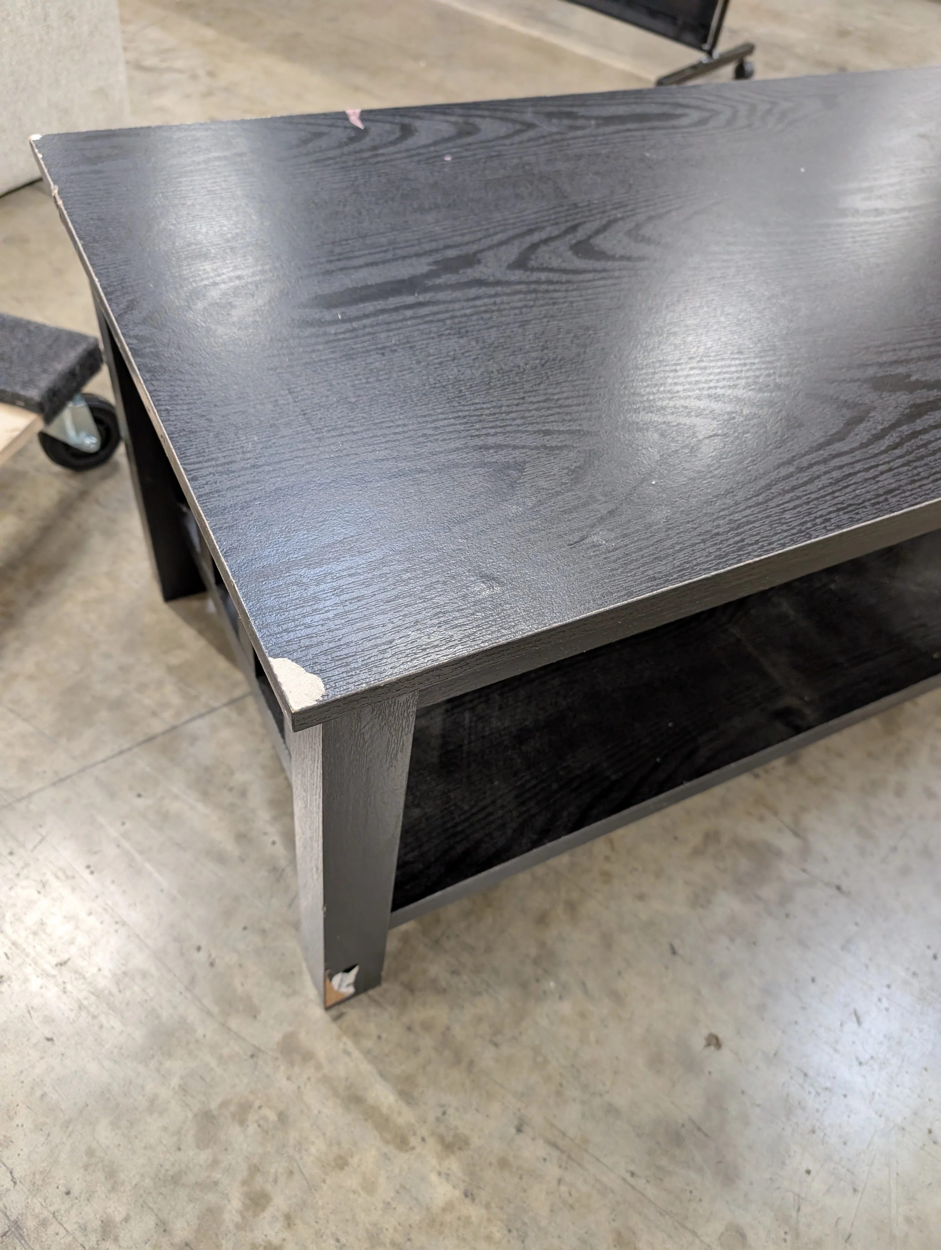 Modern Dark Brown Rectangular Coffee Table with Storage Shelf - Image 4
