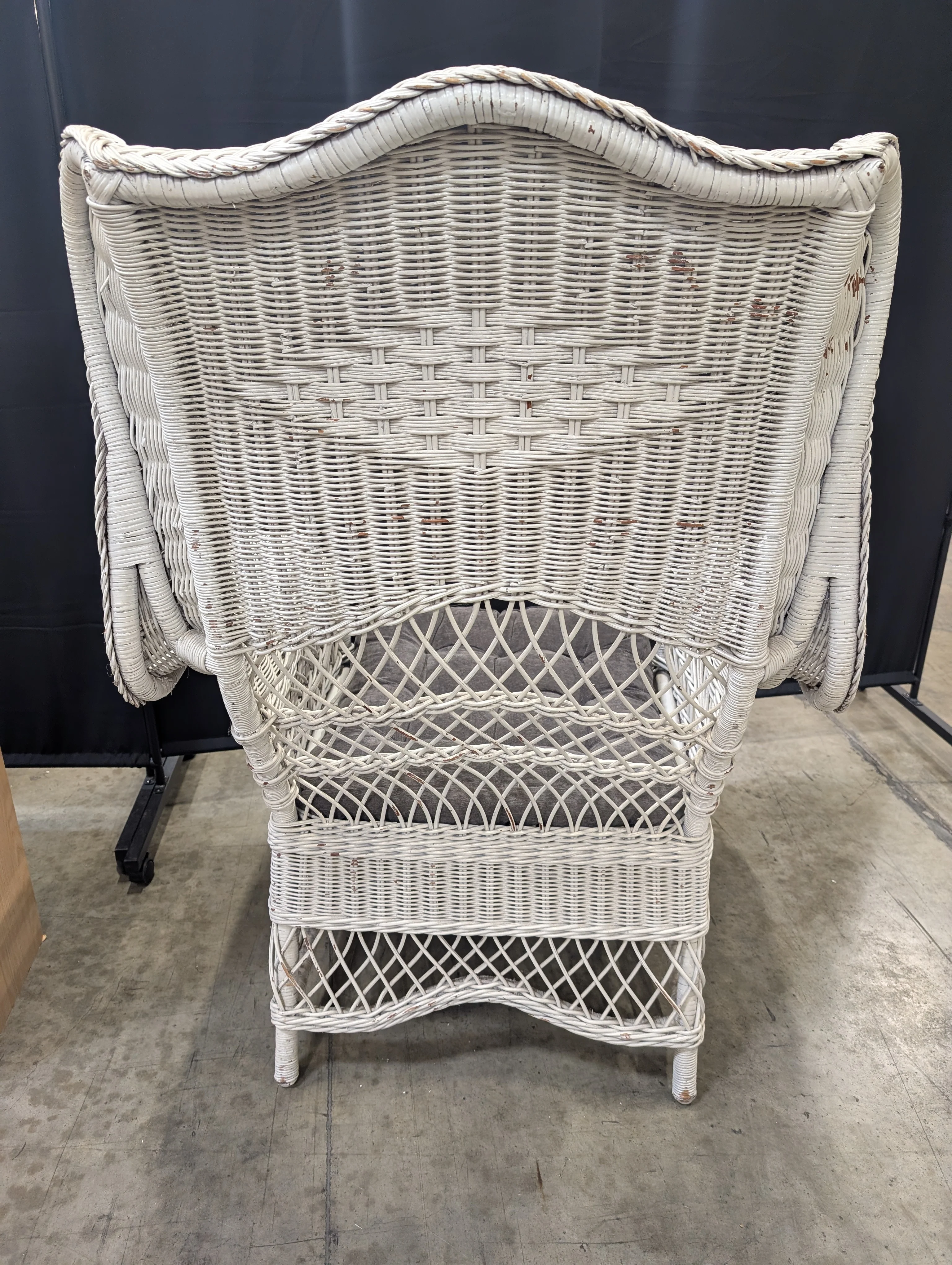 Coastal Style White Wicker Wingback Armchair - Image 3