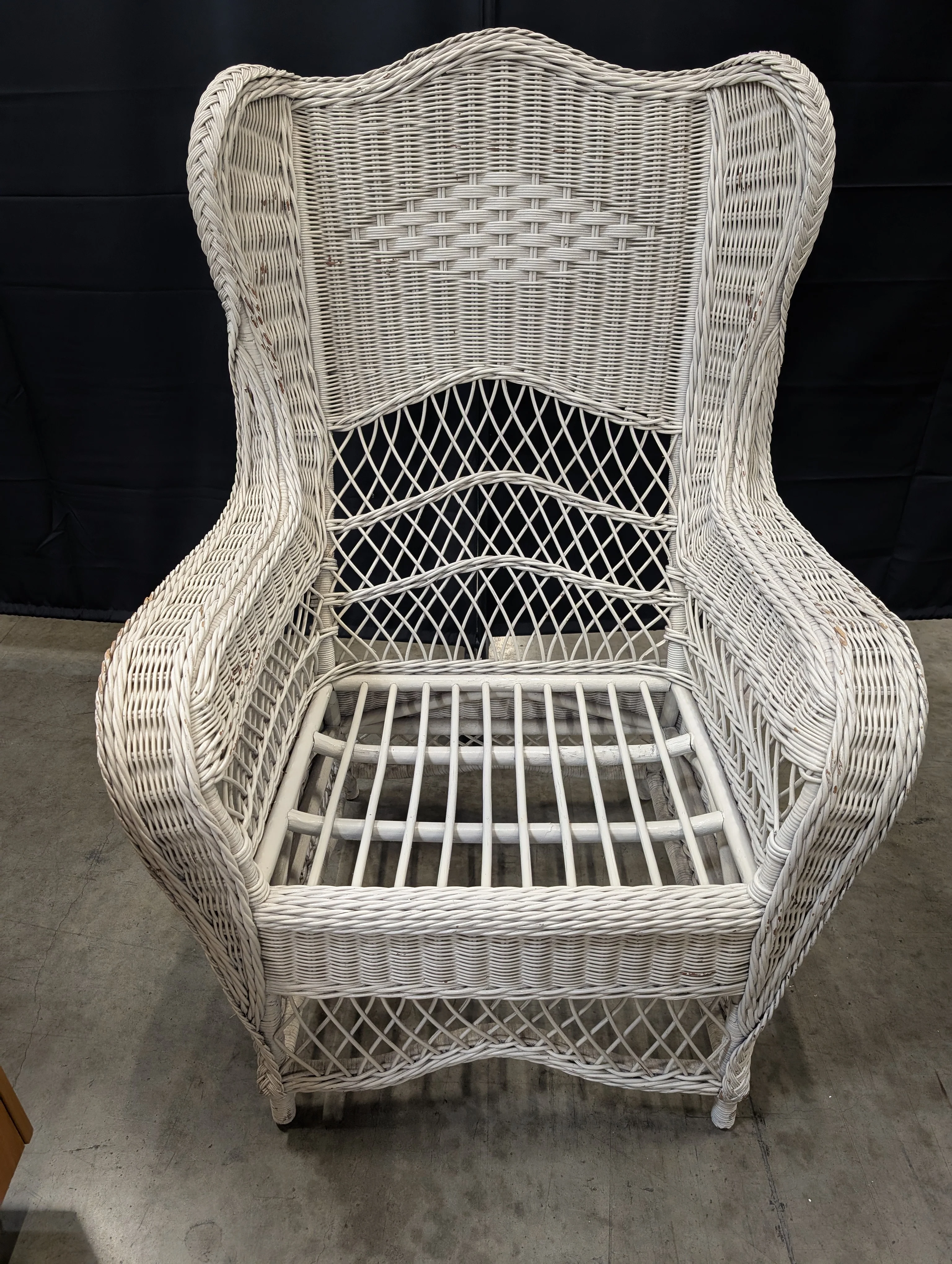 Coastal Style White Wicker Wingback Armchair - Image 4