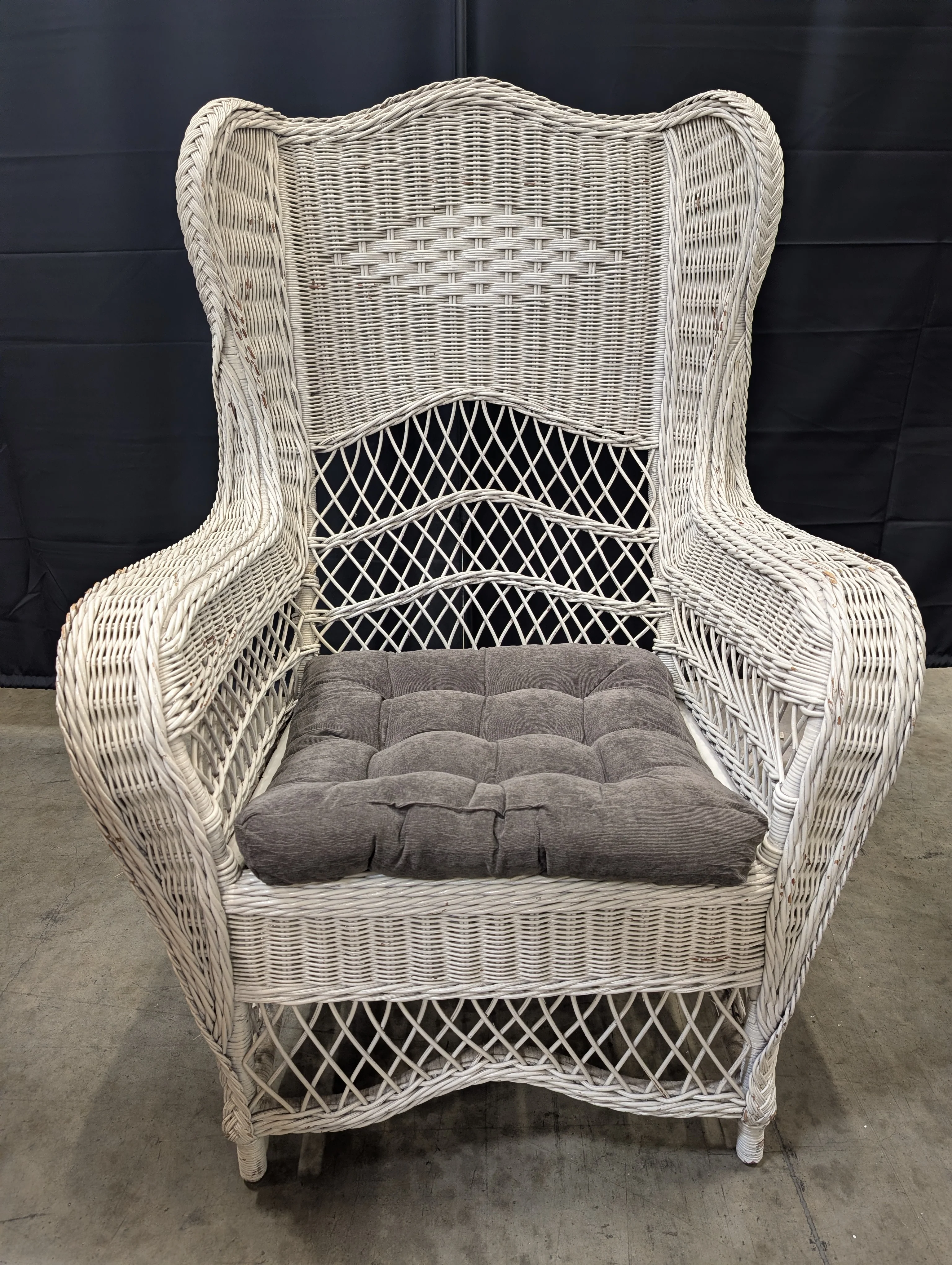 Coastal Style White Wicker Wingback Armchair - Image 5