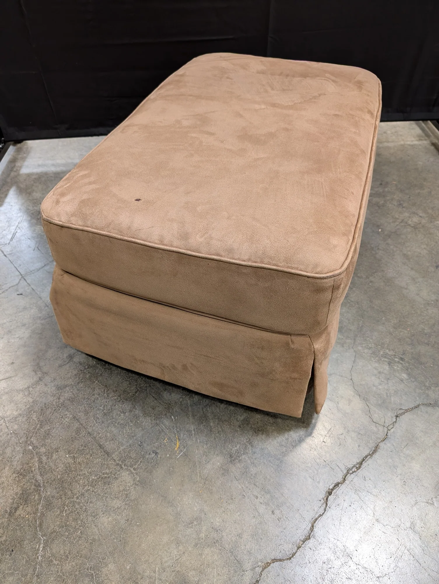 used Versatile Tan Microfiber Rectangular Ottoman Footstool