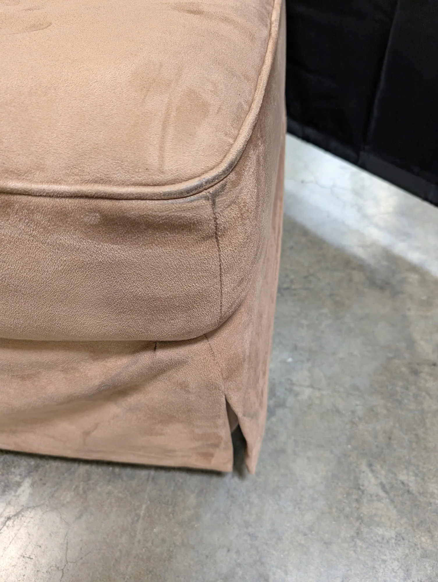 used Versatile Tan Microfiber Rectangular Ottoman Footstool - Image 3