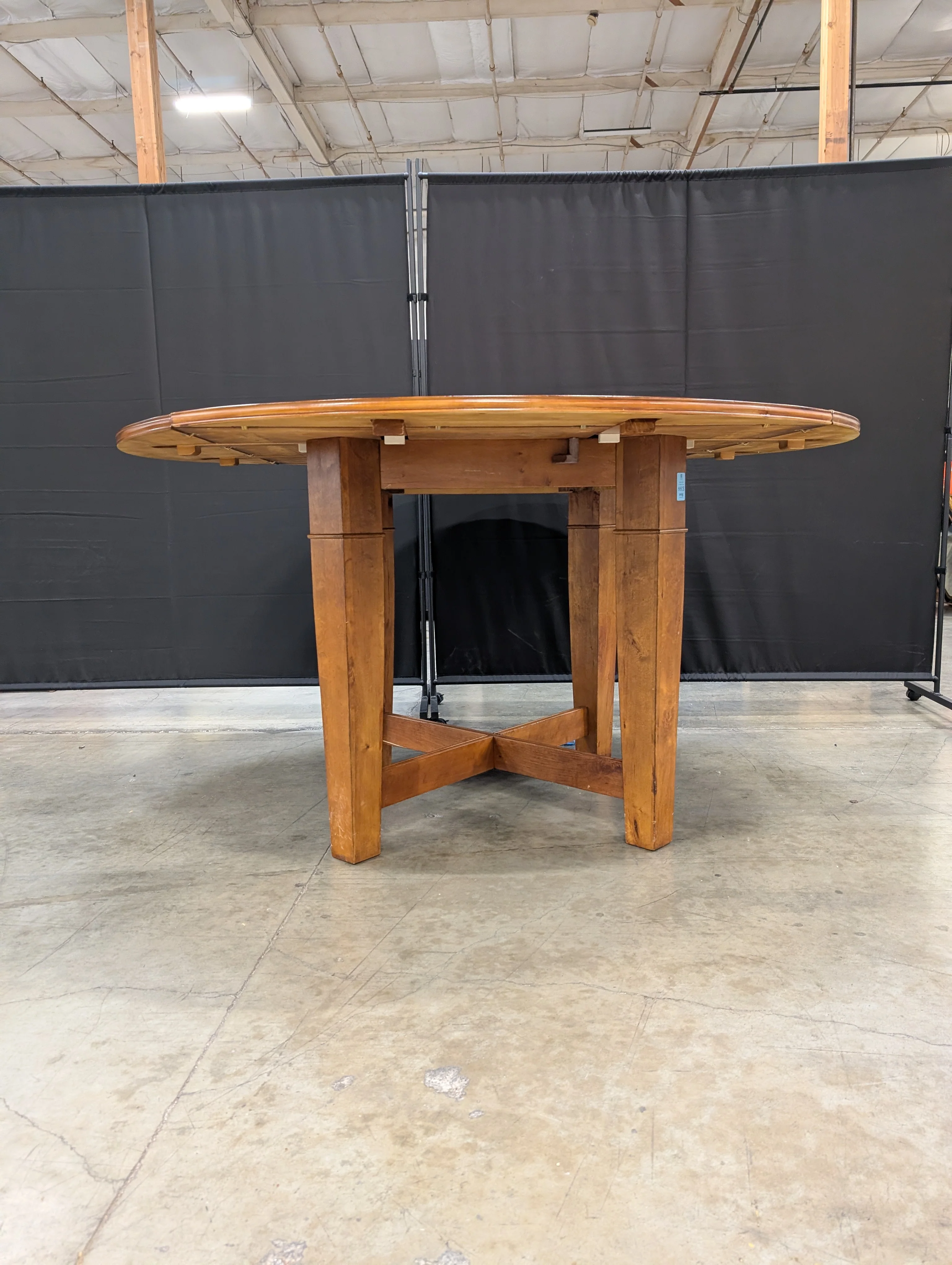 Cherry Finish Wood Dining Table with Round Granite TurnTable - Image 6