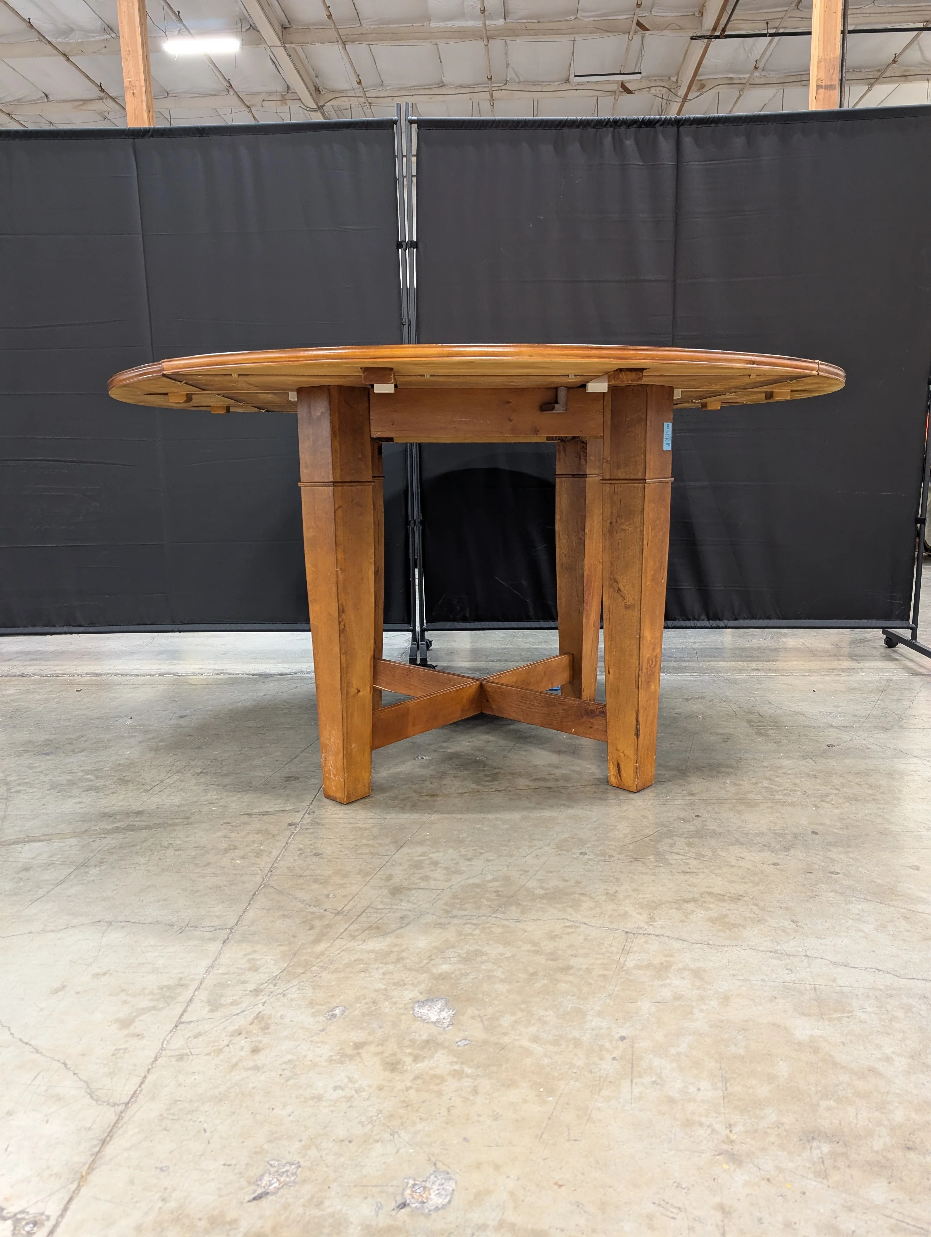 Cherry Finish Wood Dining Table with Round Granite TurnTable - Image 7