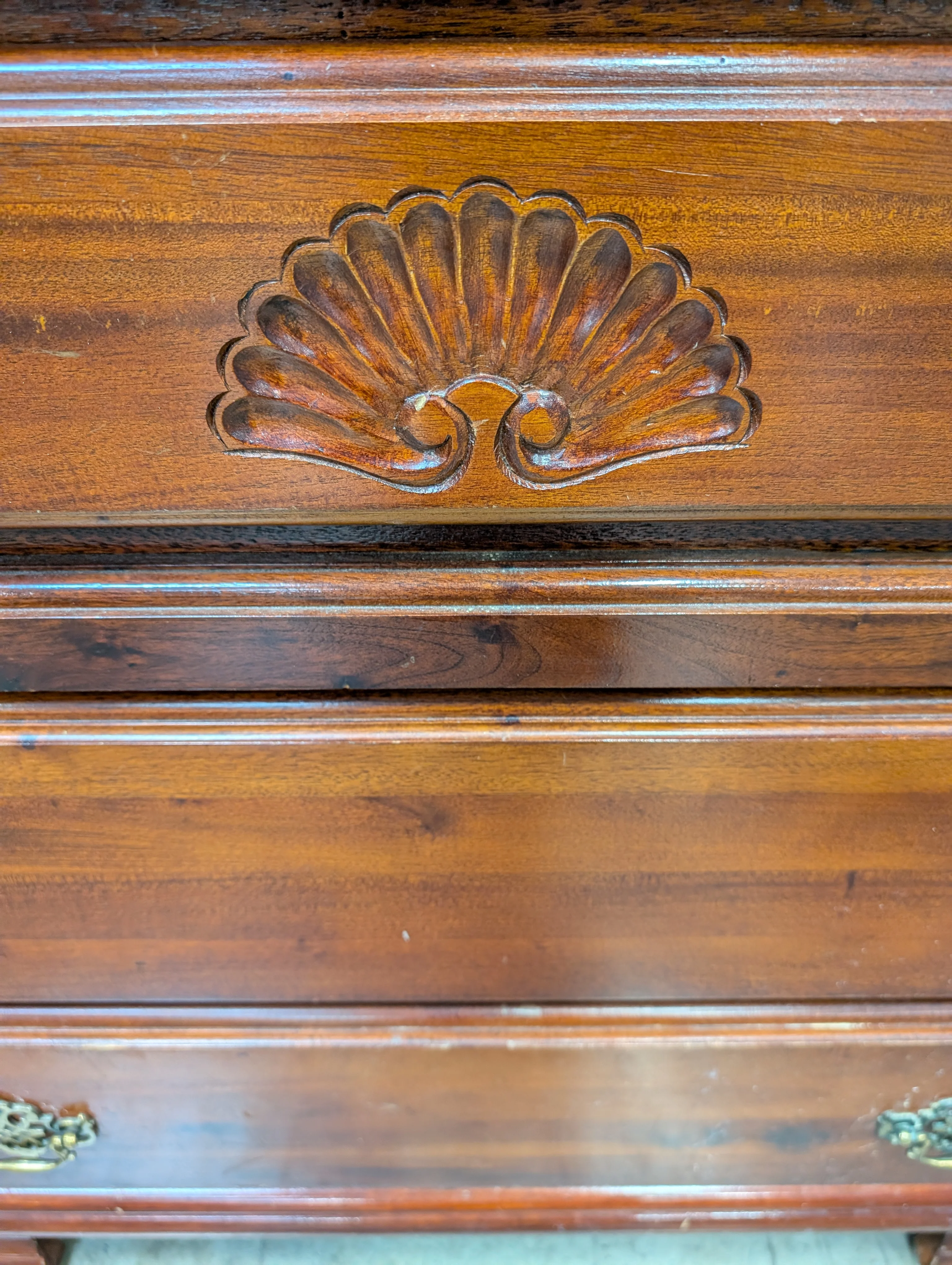 Classic Cherry Finish Tall Chest of Drawers with Brass Hardware - Image 4
