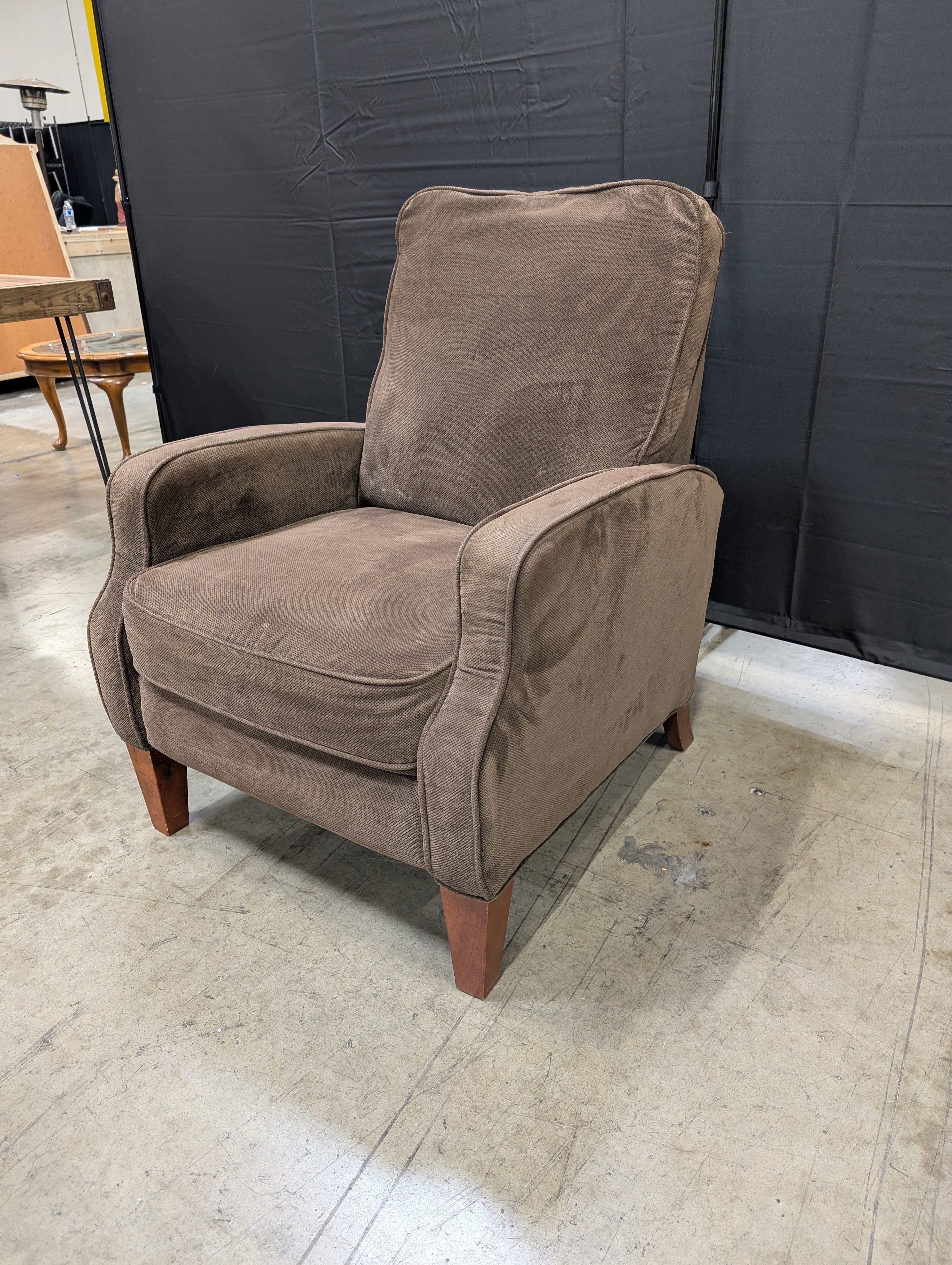 Cozy Brown Textured Fabric Armchair with Wood Legs - Image 6