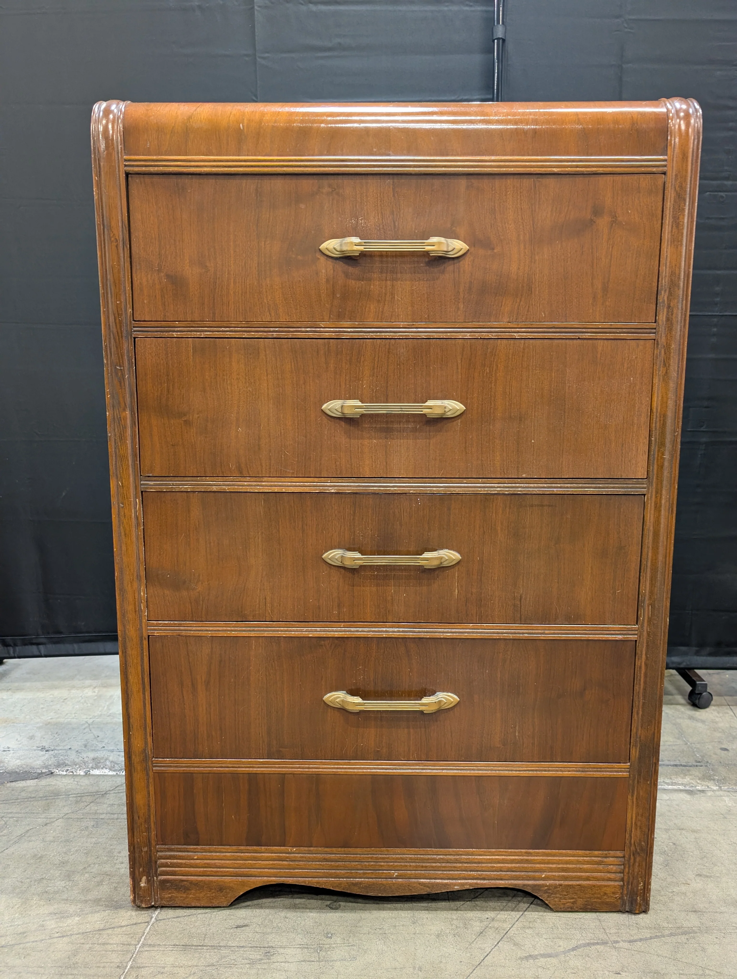 Vintage Rounded Edge Four-Drawer Wooden Dresser - Image 6