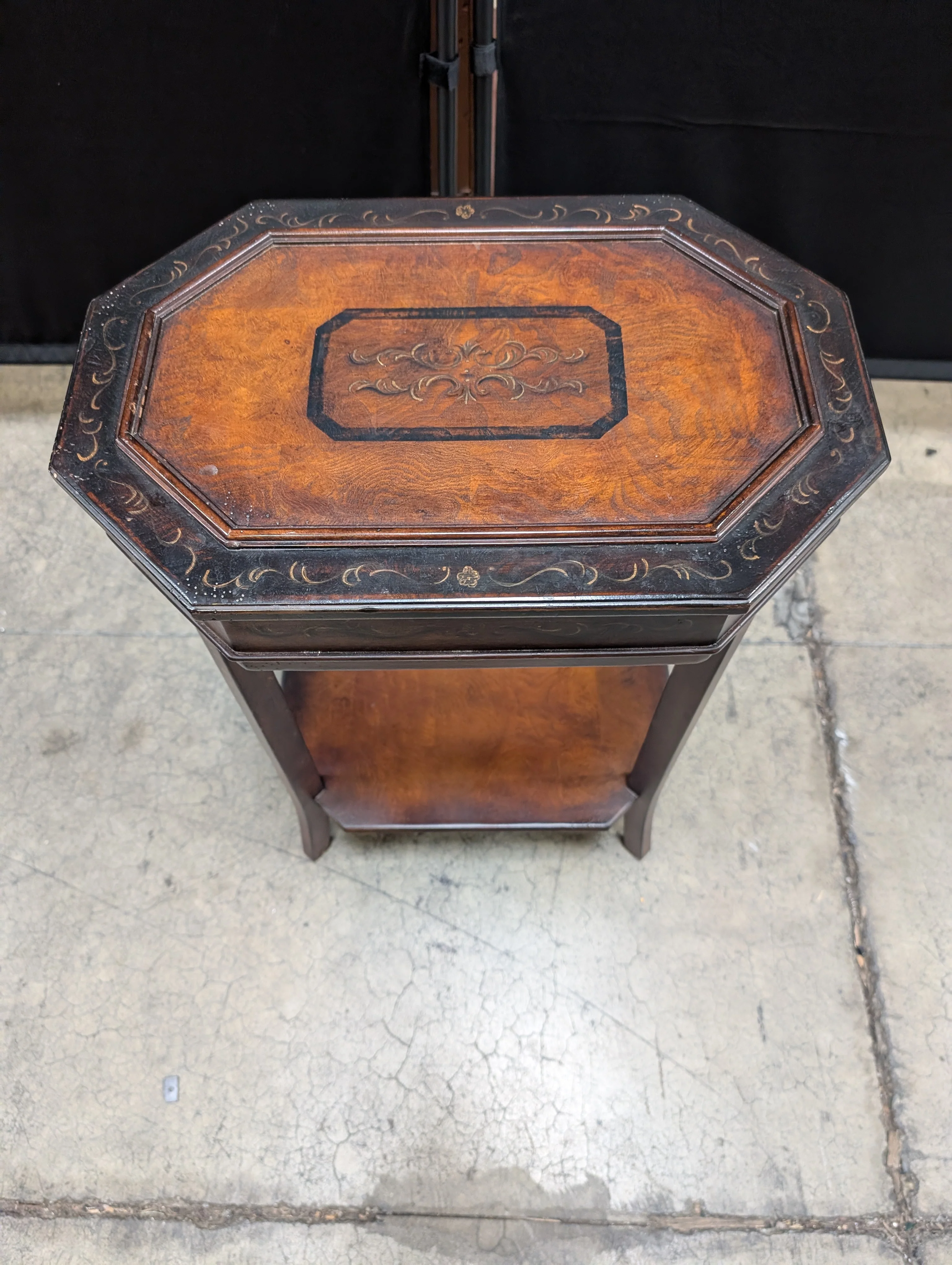 Octagonal Accent Table with Inlaid Wood Top - Image 10
