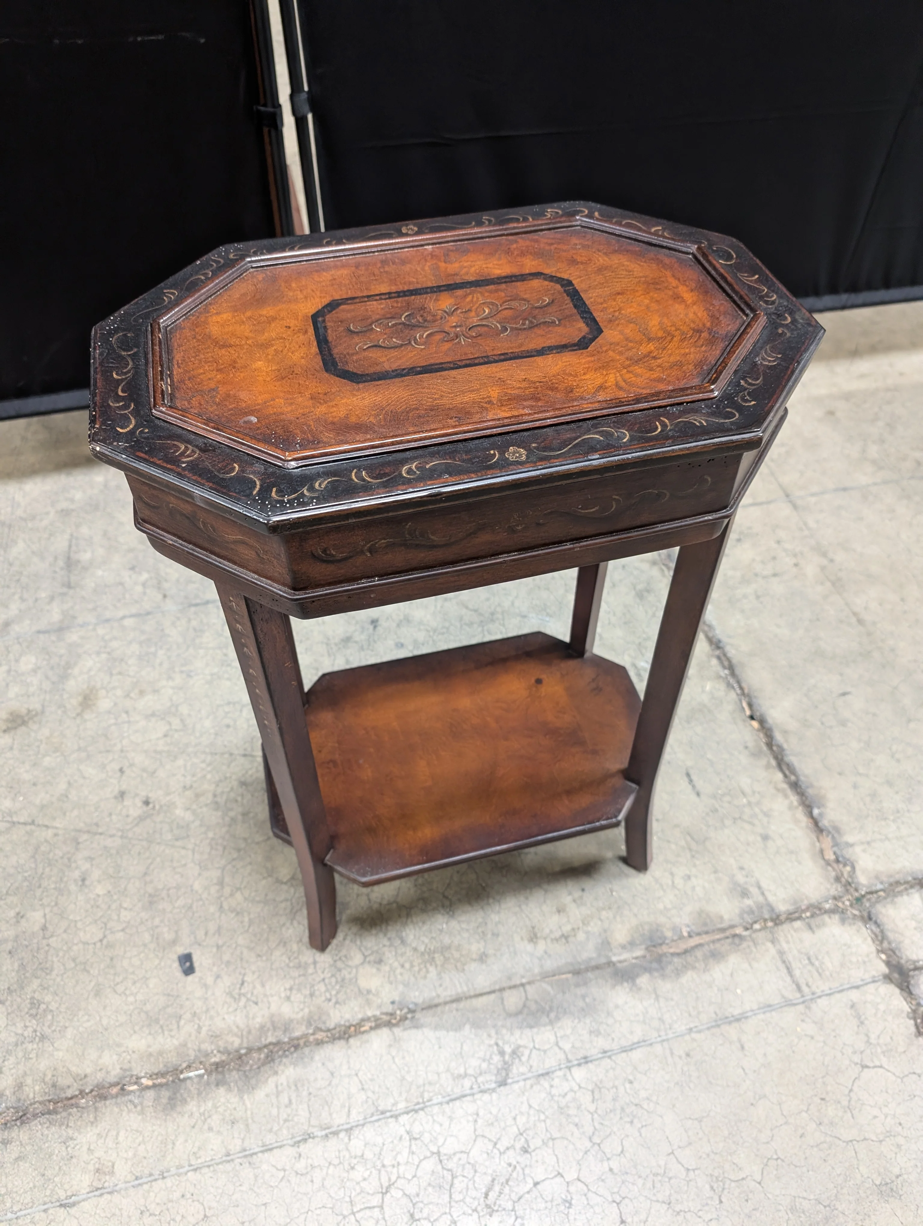 Octagonal Accent Table with Inlaid Wood Top - Image 13
