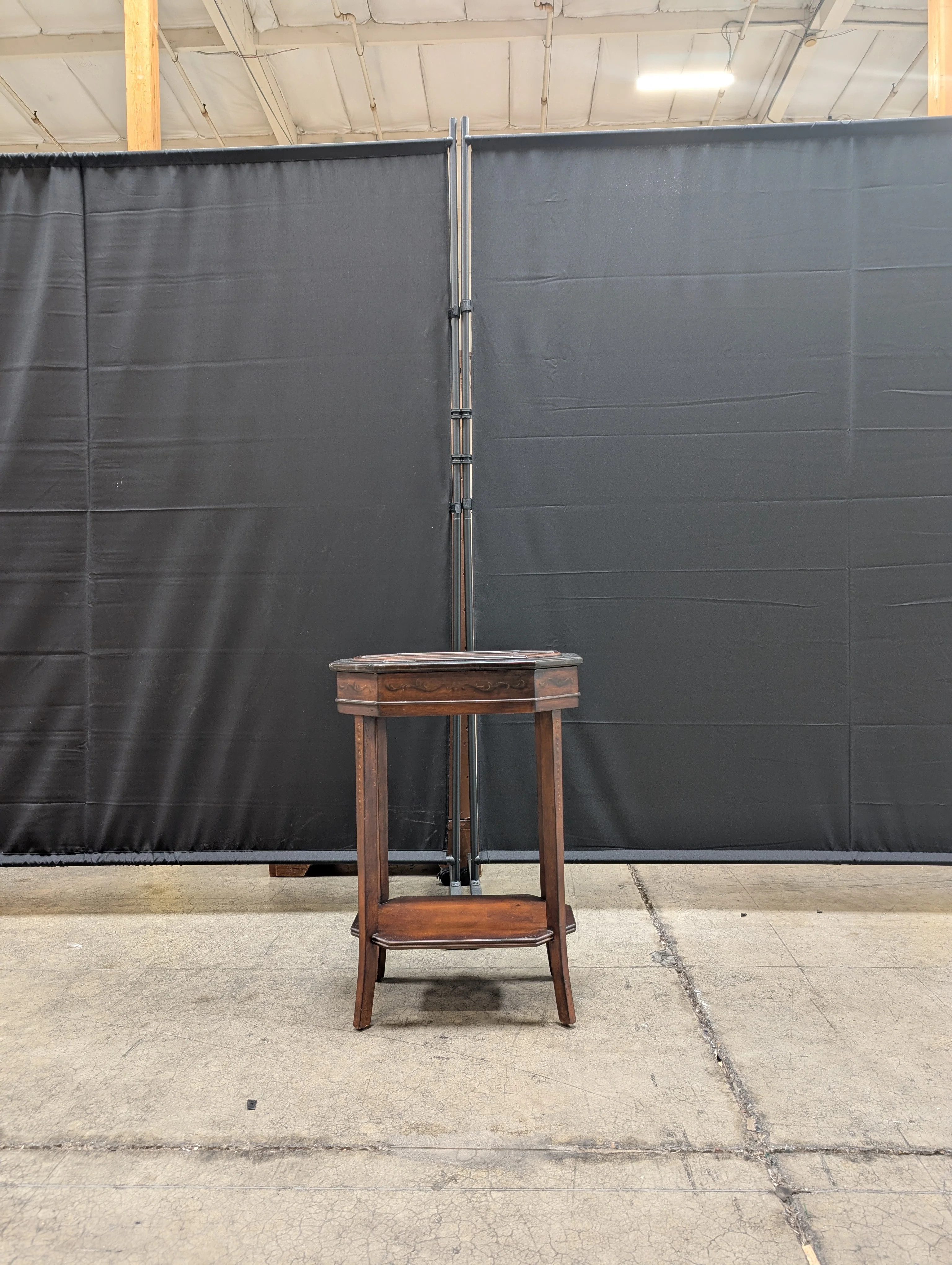 Octagonal Accent Table with Inlaid Wood Top - Image 4