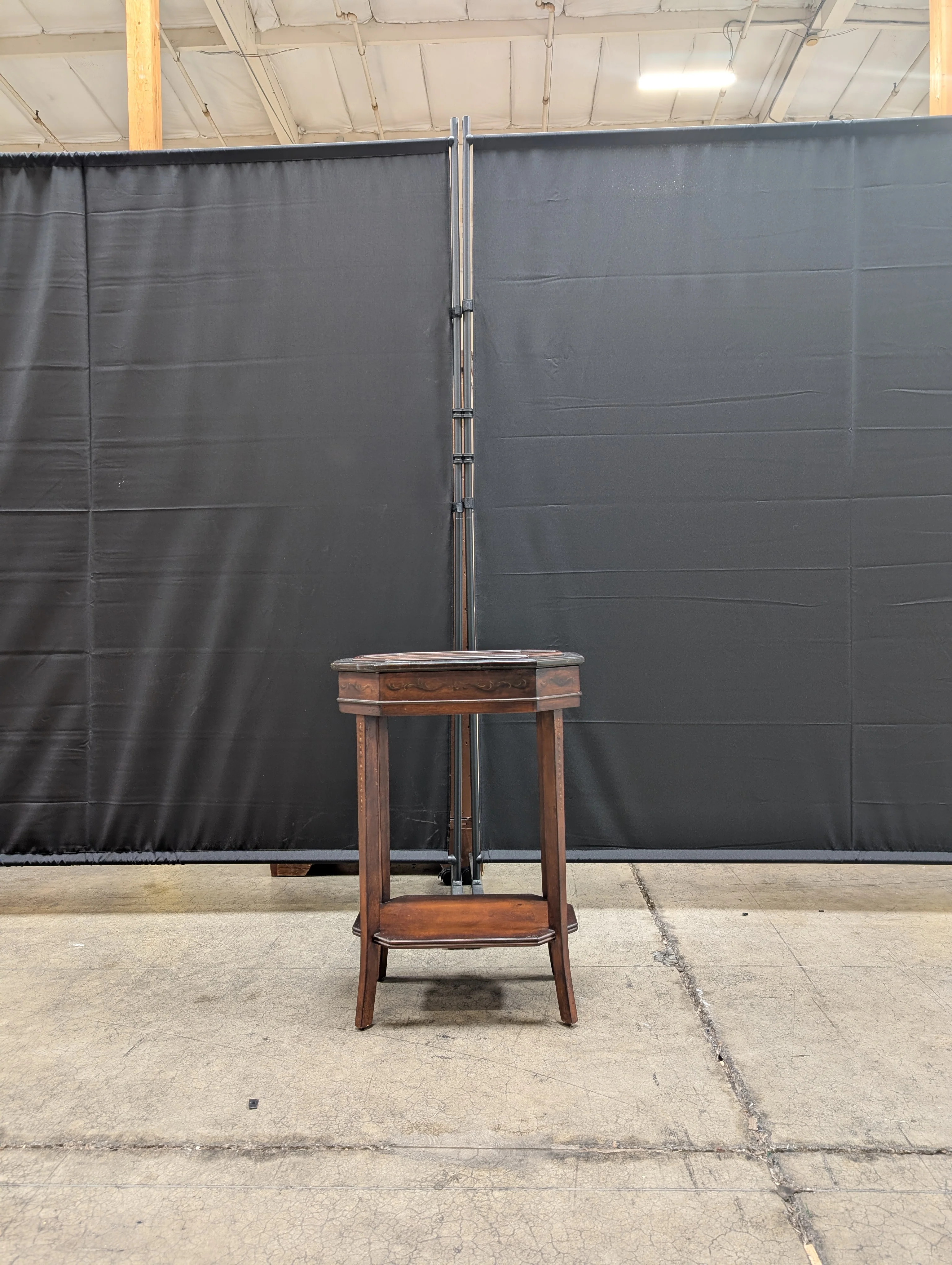 Octagonal Accent Table with Inlaid Wood Top - Image 5