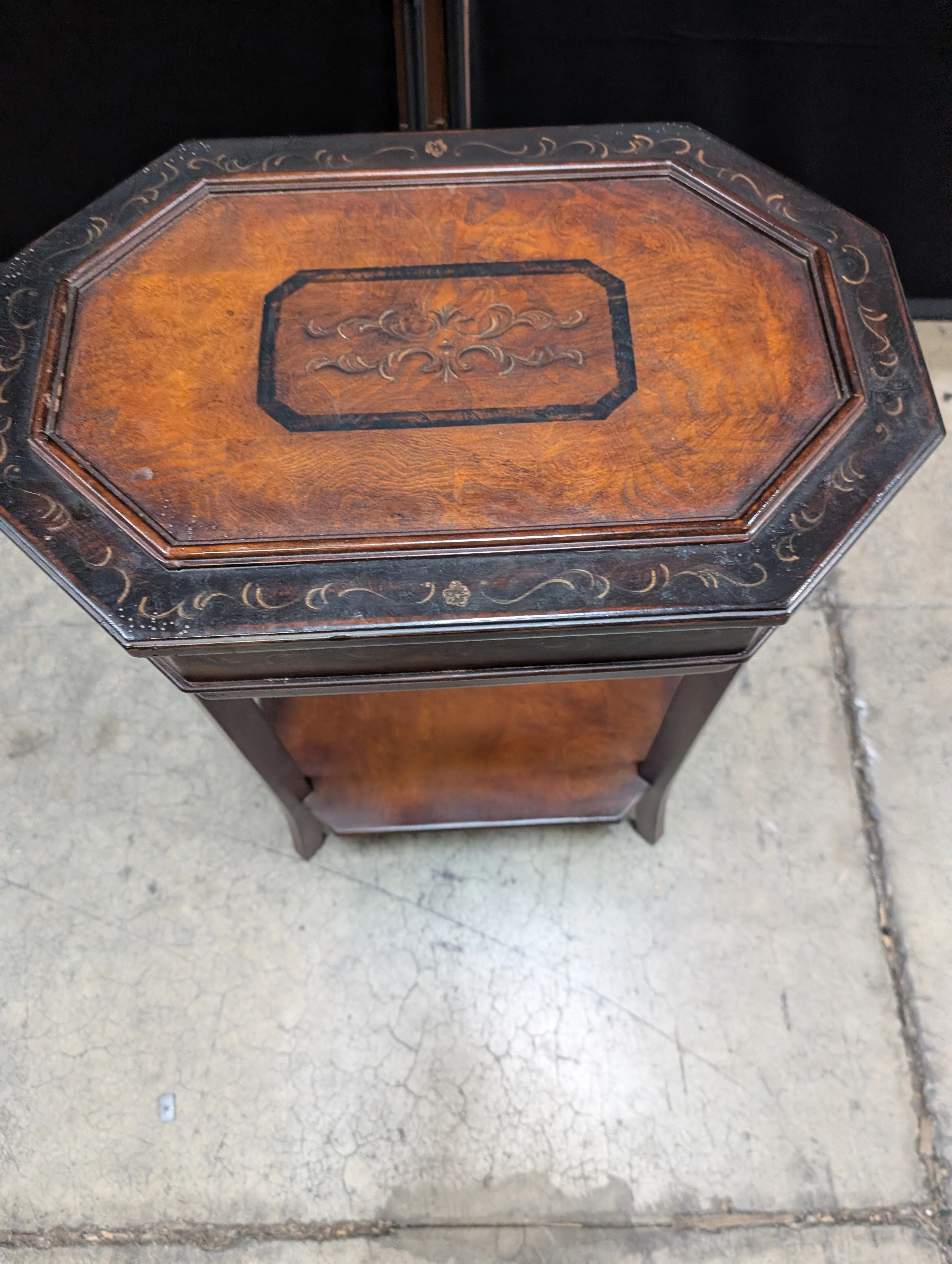 Octagonal Accent Table with Inlaid Wood Top - Image 9