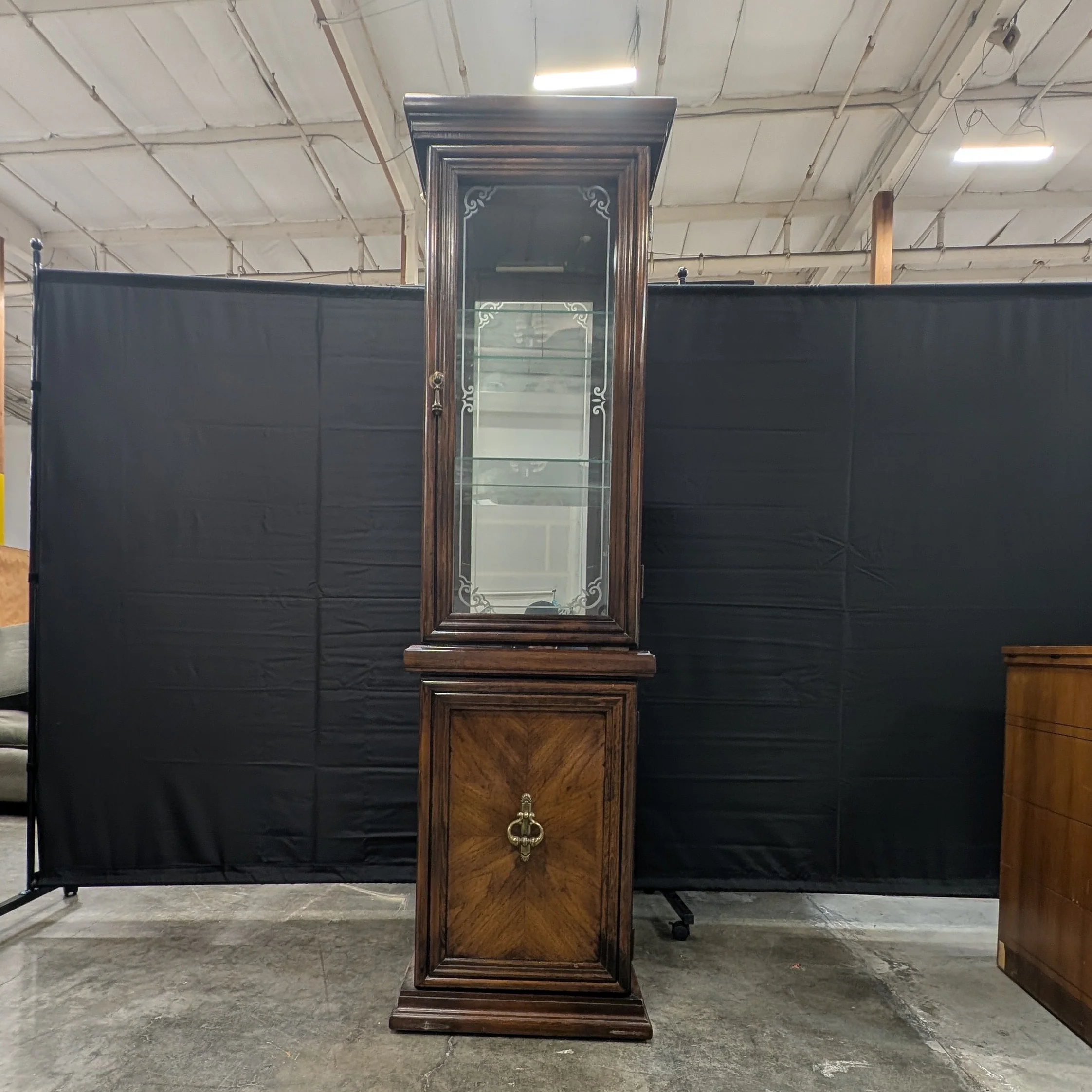 Traditional Hardwood and Glass Curio Display Cabinet