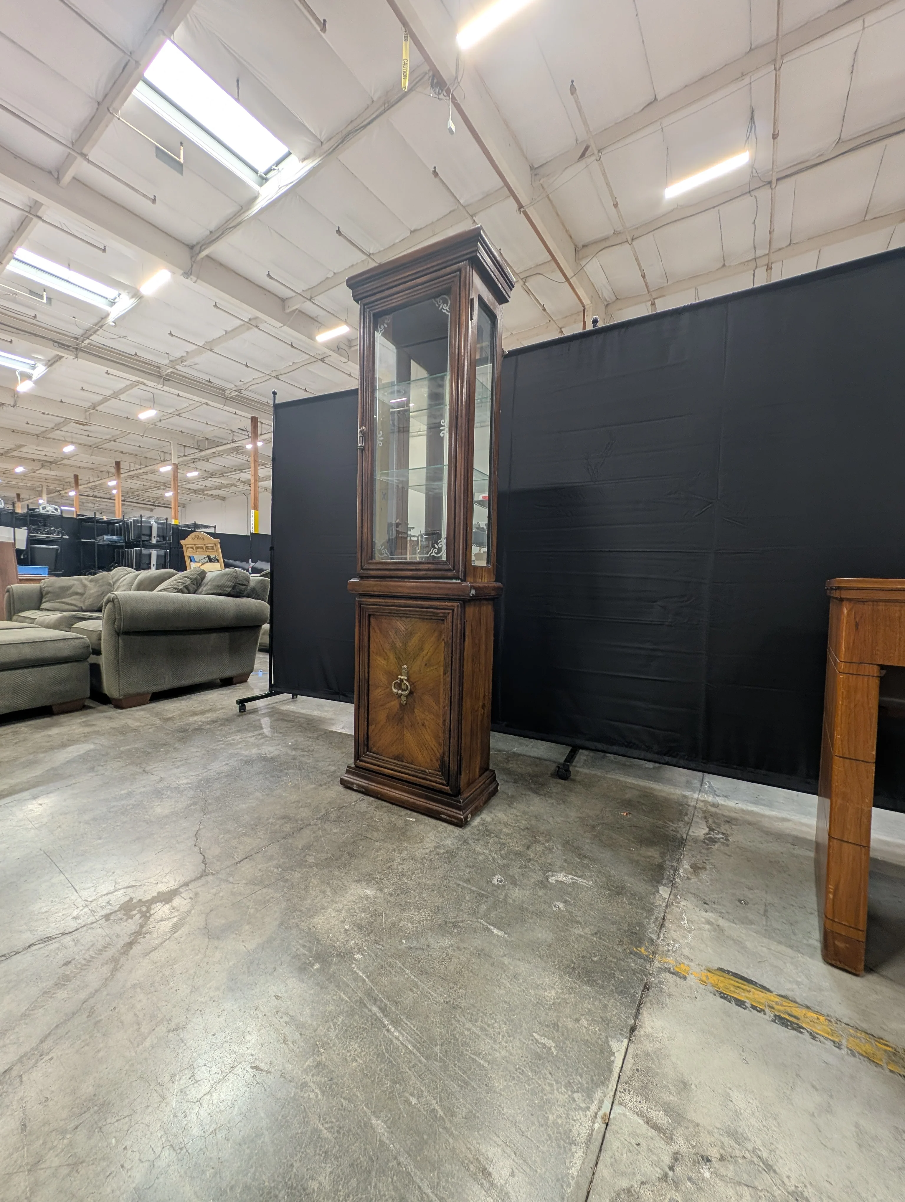 Traditional Hardwood and Glass Curio Display Cabinet - Image 2