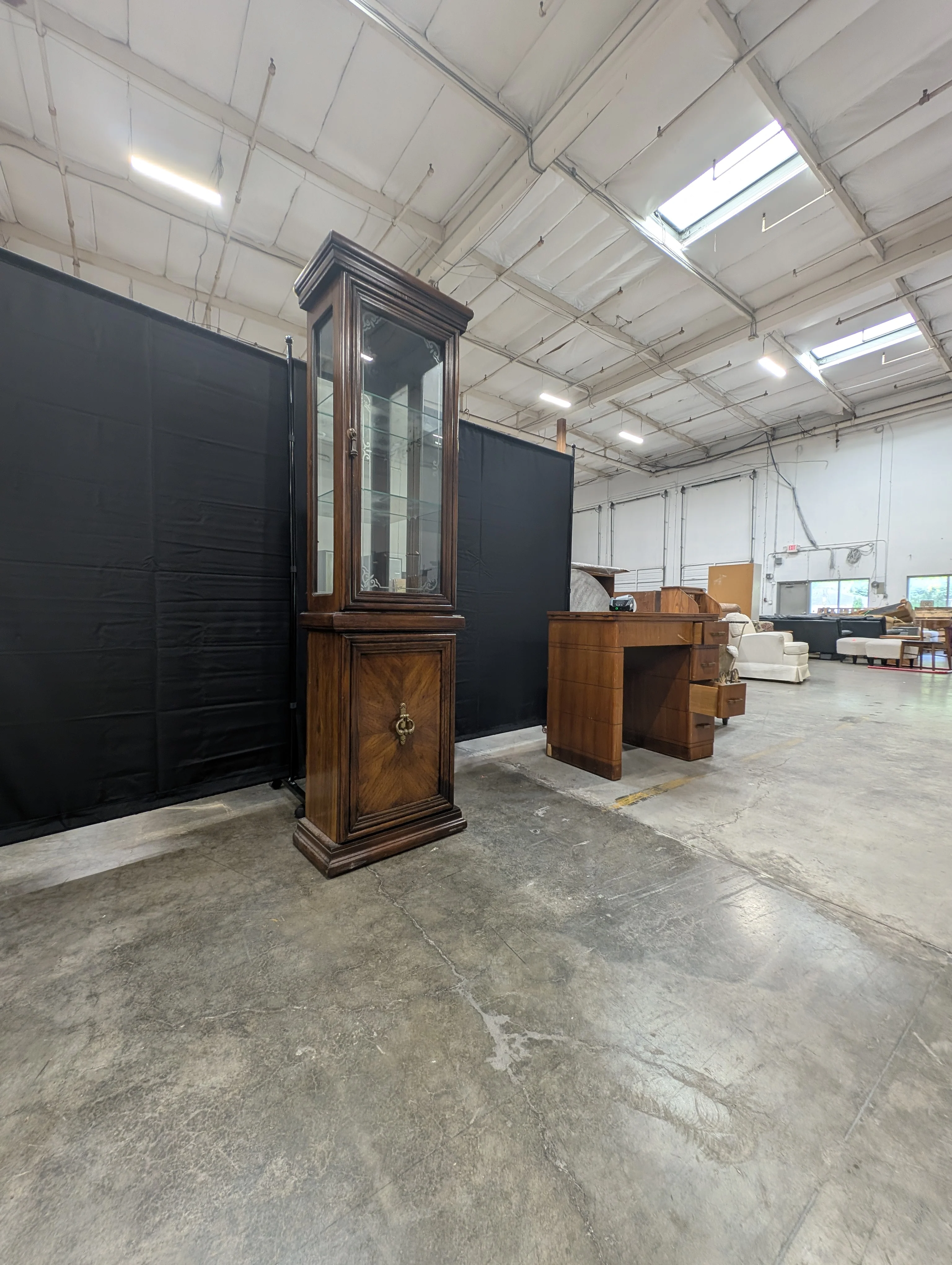 Traditional Hardwood and Glass Curio Display Cabinet - Image 3