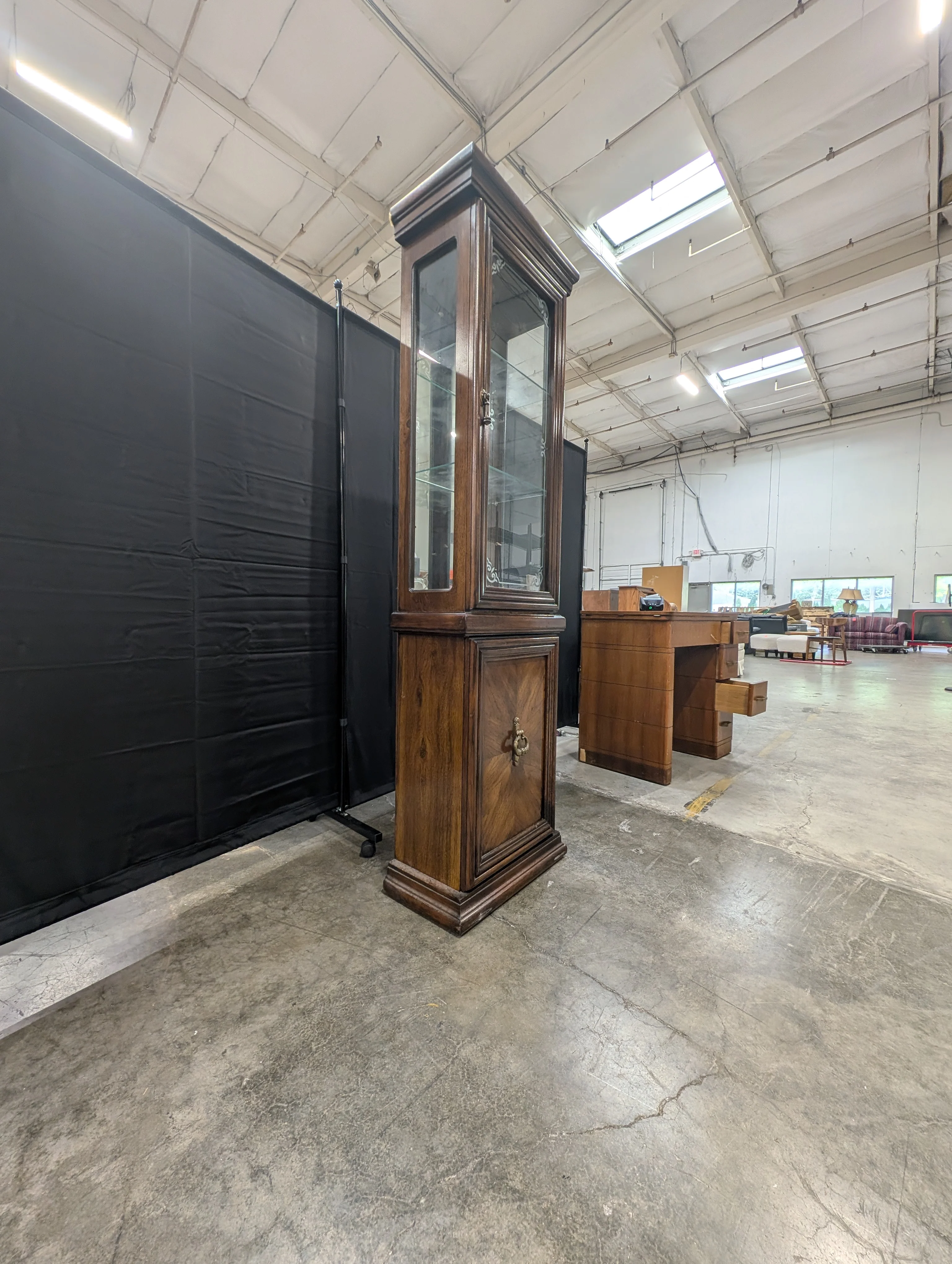 Traditional Hardwood and Glass Curio Display Cabinet - Image 4