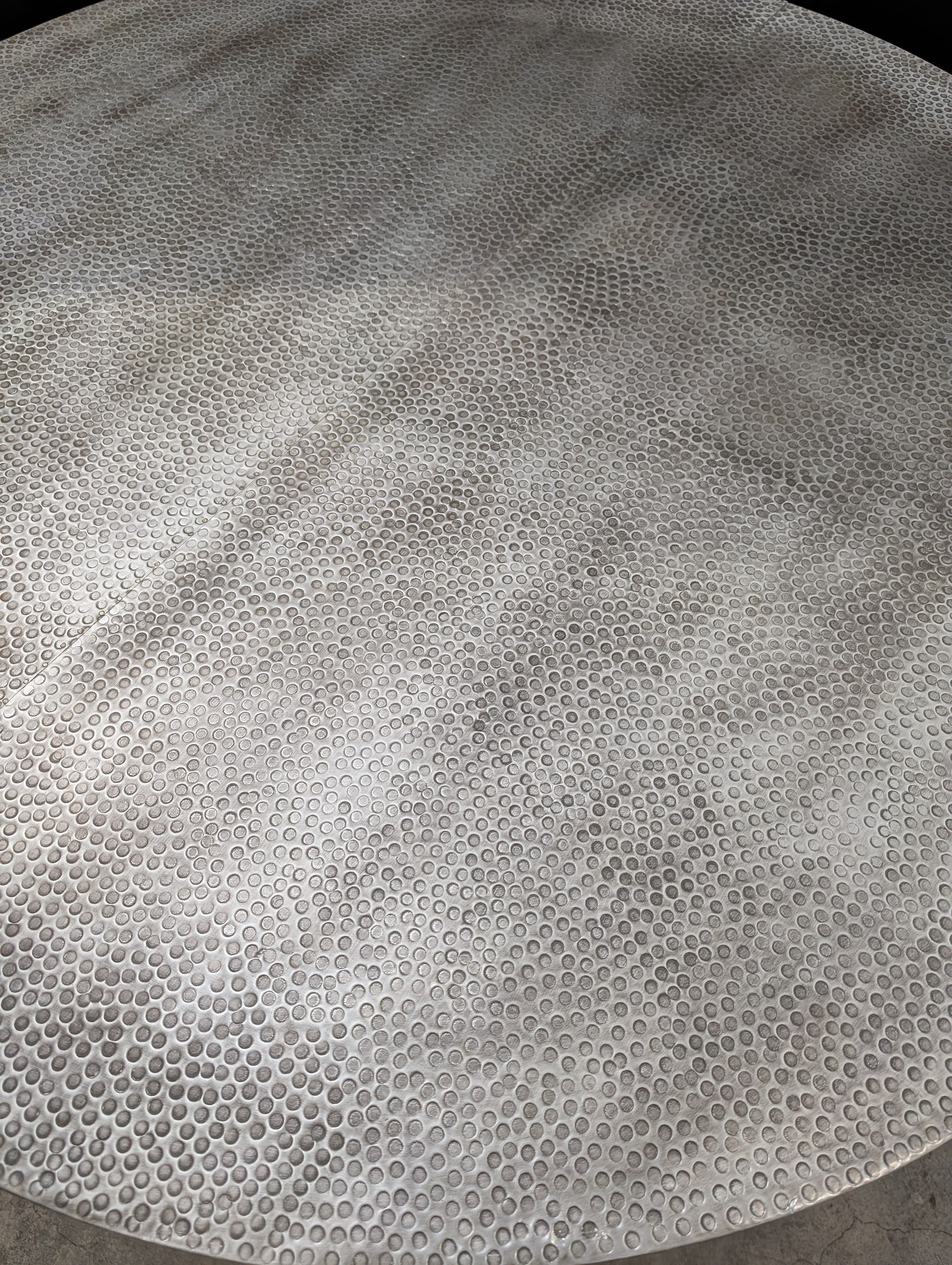 Distinctive Grey Textured Round Tabletop with Black Metal Base - Image 3