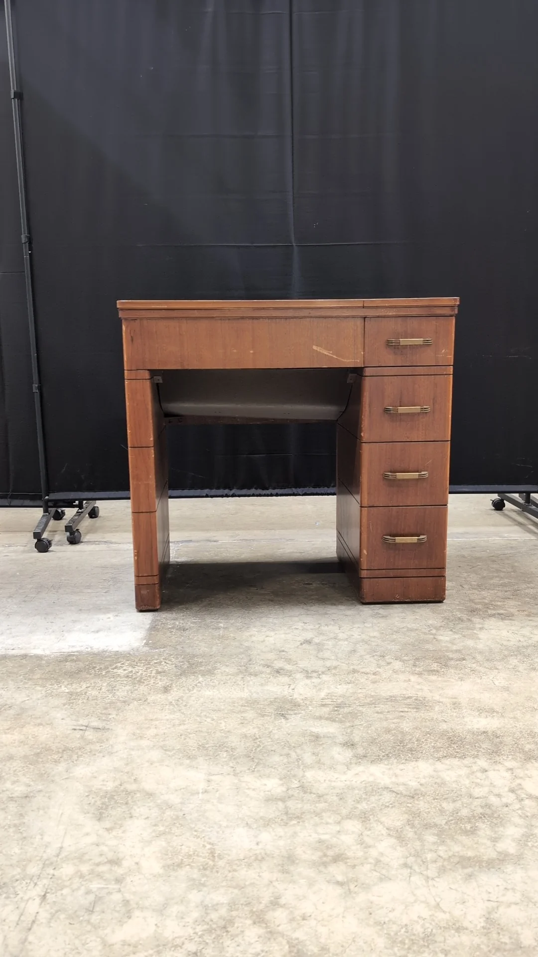 Vintage Wood Craft Table with Storage Drawers