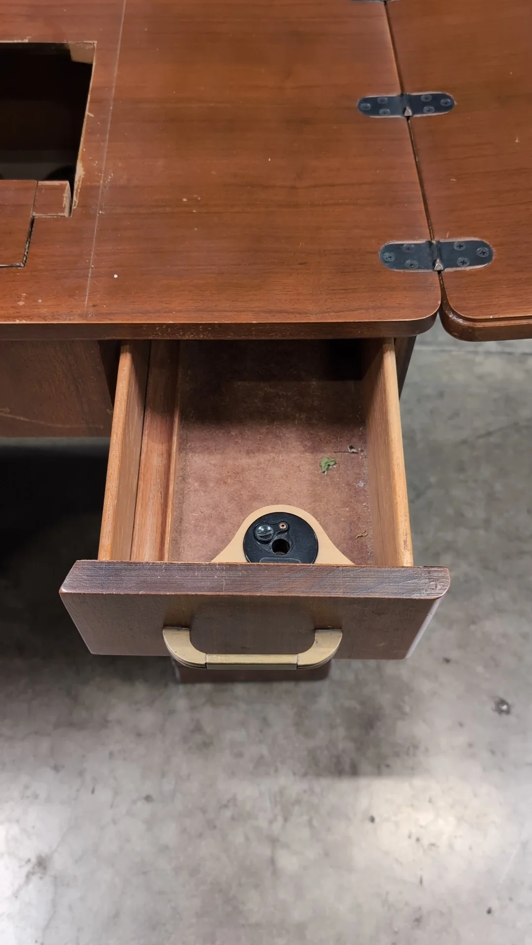 Vintage Wood Craft Table with Storage Drawers - Image 12