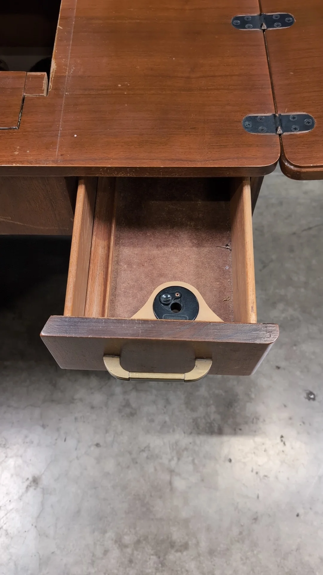Vintage Wood Craft Table with Storage Drawers - Image 13