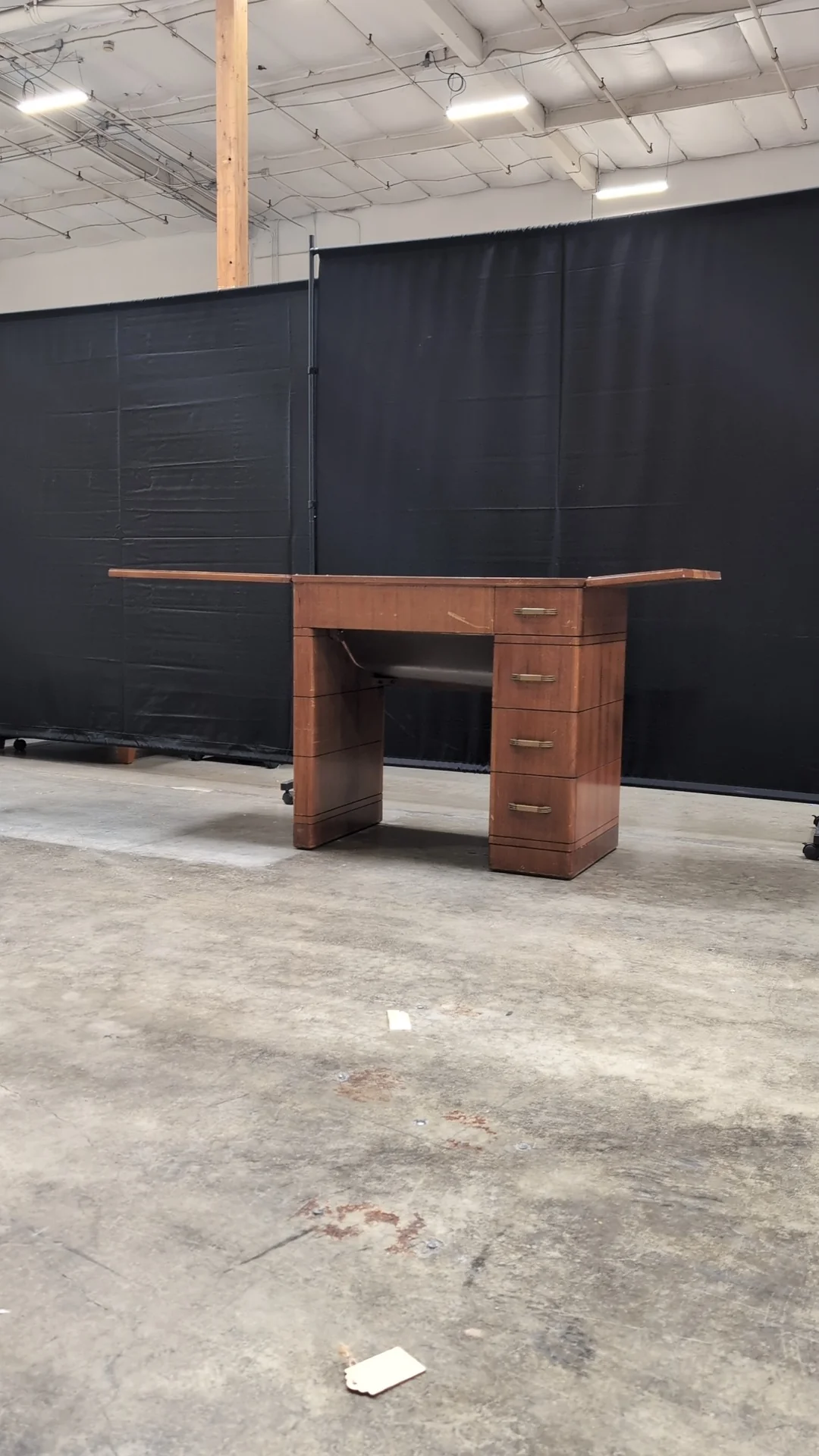 Vintage Wood Craft Table with Storage Drawers - Image 7