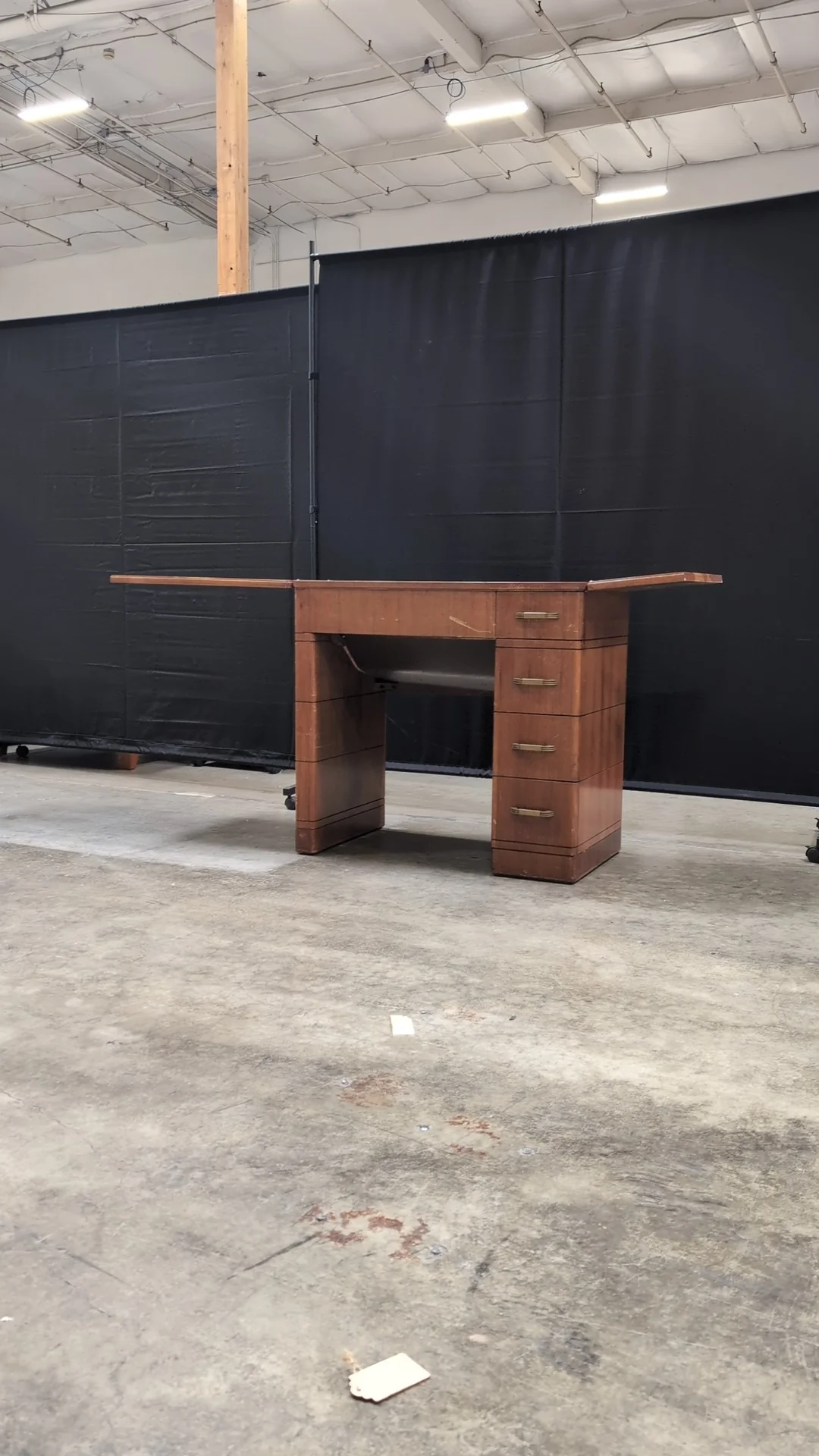 Vintage Wood Craft Table with Storage Drawers - Image 8
