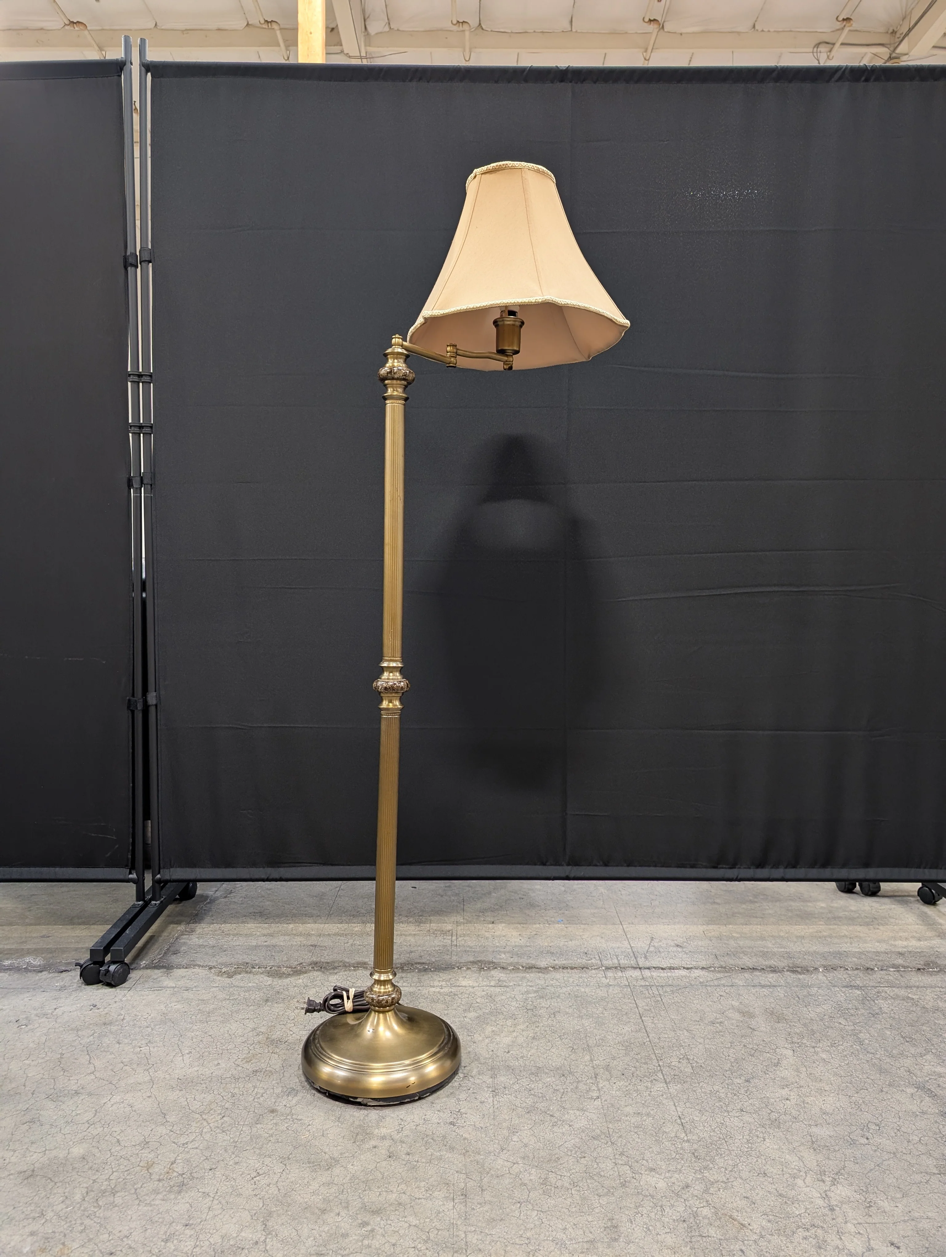 Traditional Brass Tone Swing Arm Floor Lamp