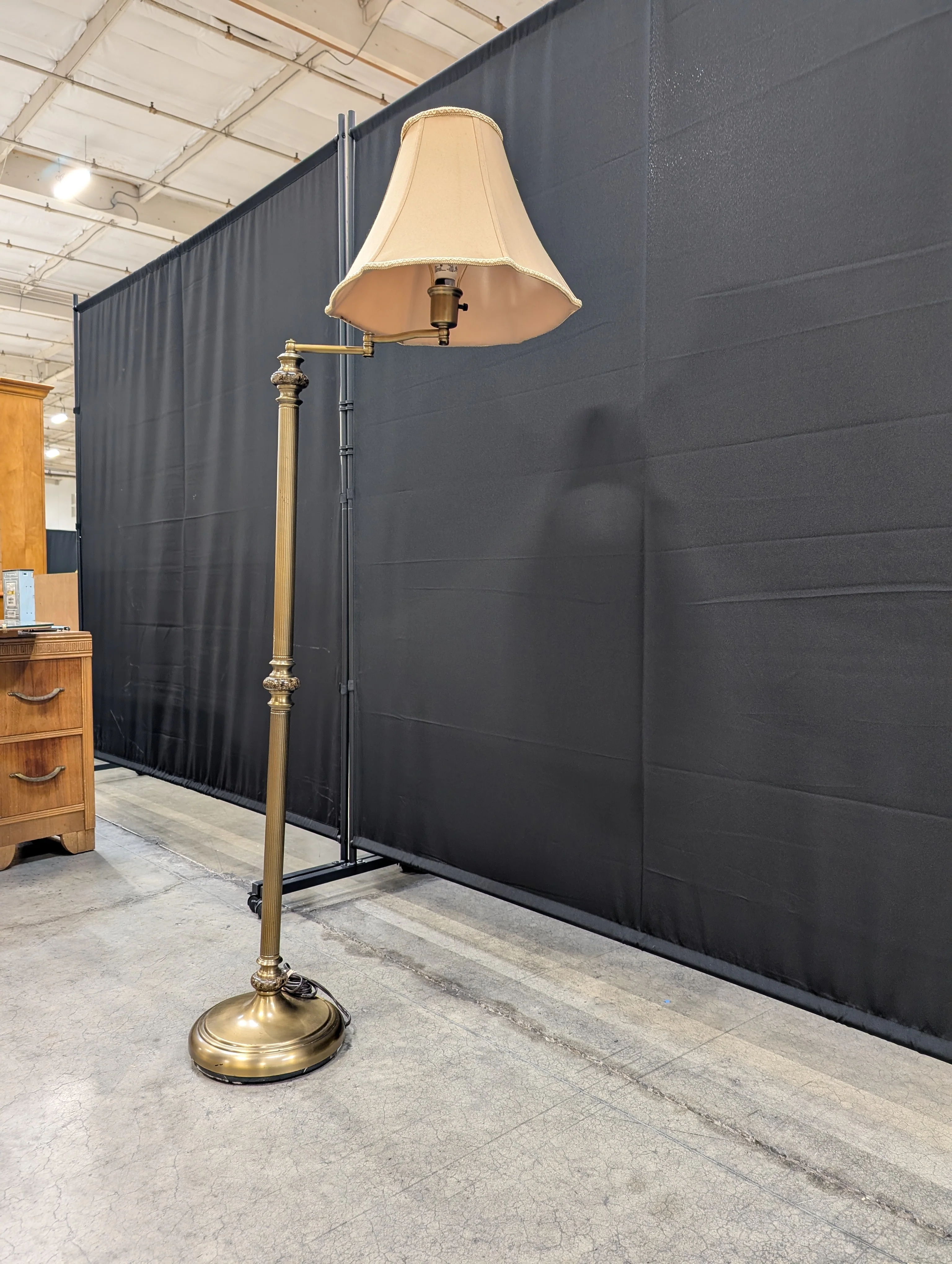 Traditional Brass Tone Swing Arm Floor Lamp - Image 3