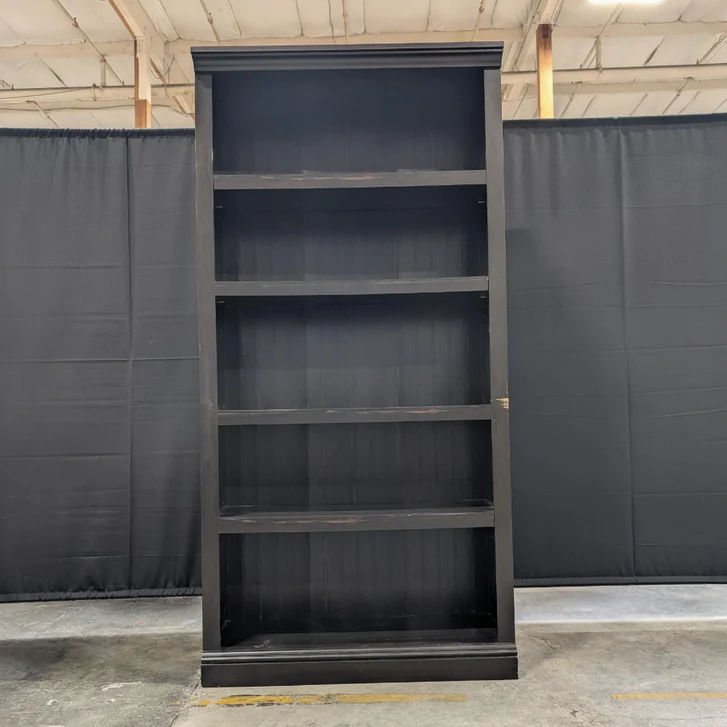 Tall Dark Wood Finish Multi-Shelf Bookcase Storage Unit