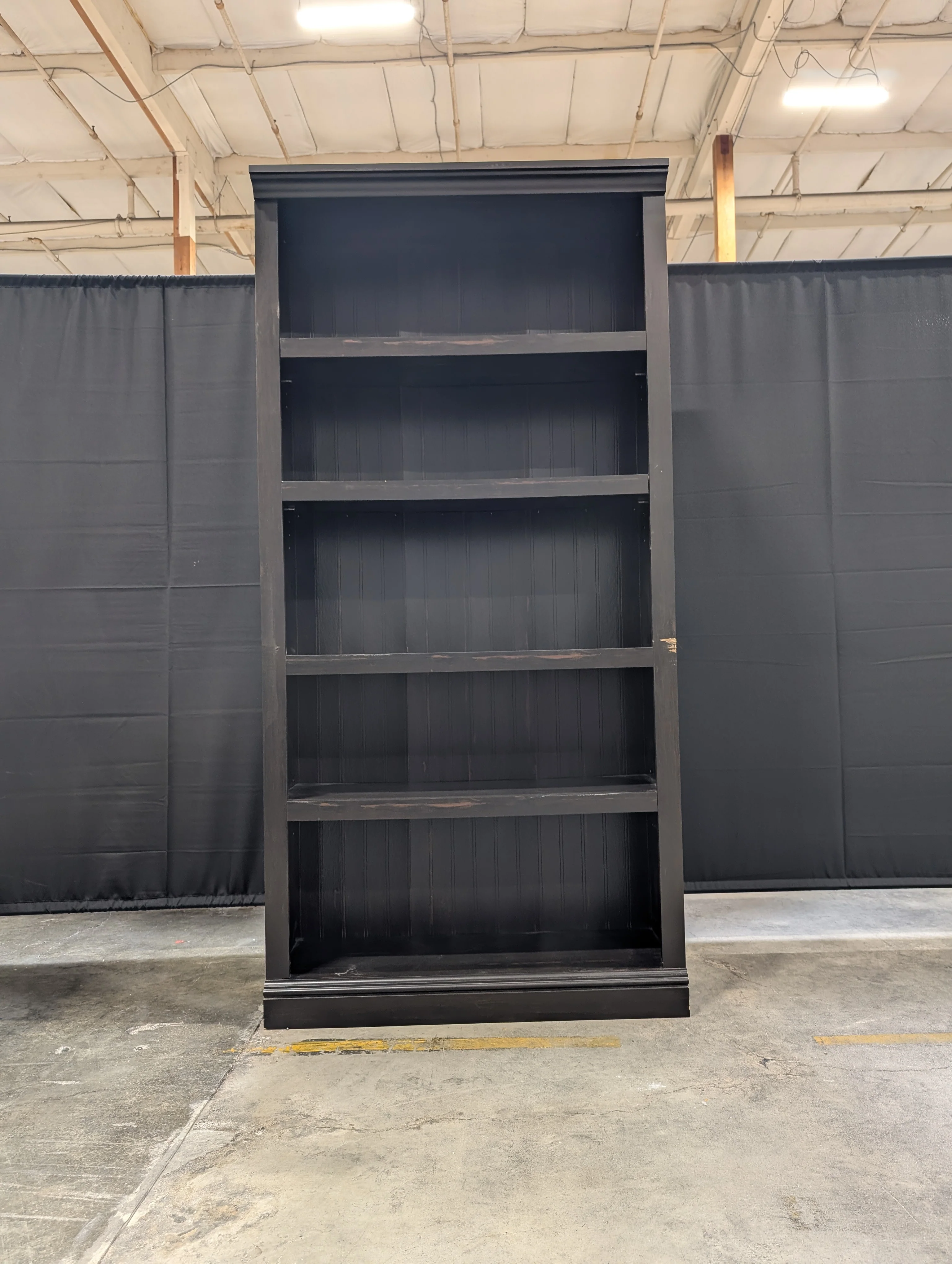 Tall Dark Wood Finish Multi-Shelf Bookcase Storage Unit - Image 3