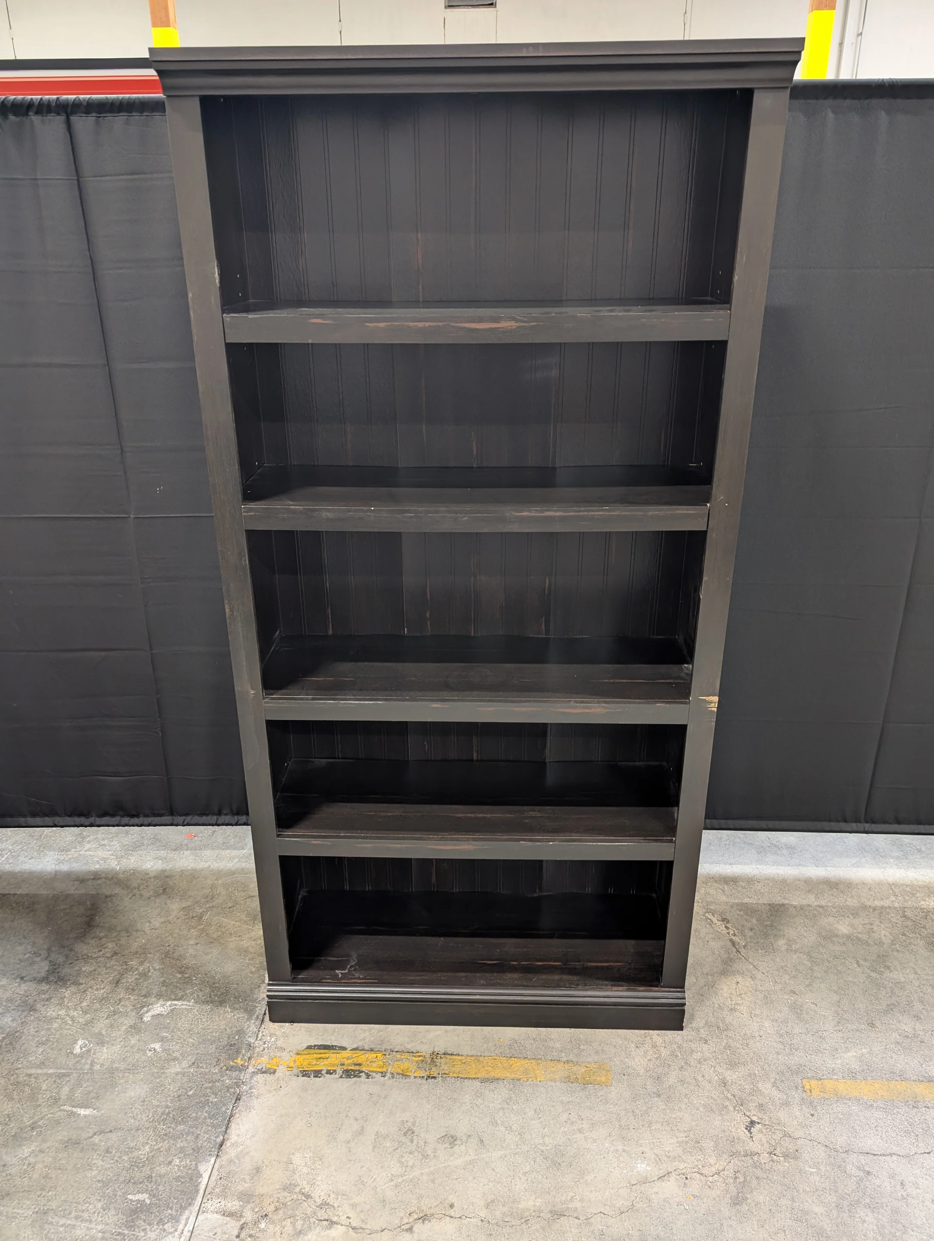 Tall Dark Wood Finish Multi-Shelf Bookcase Storage Unit - Image 5