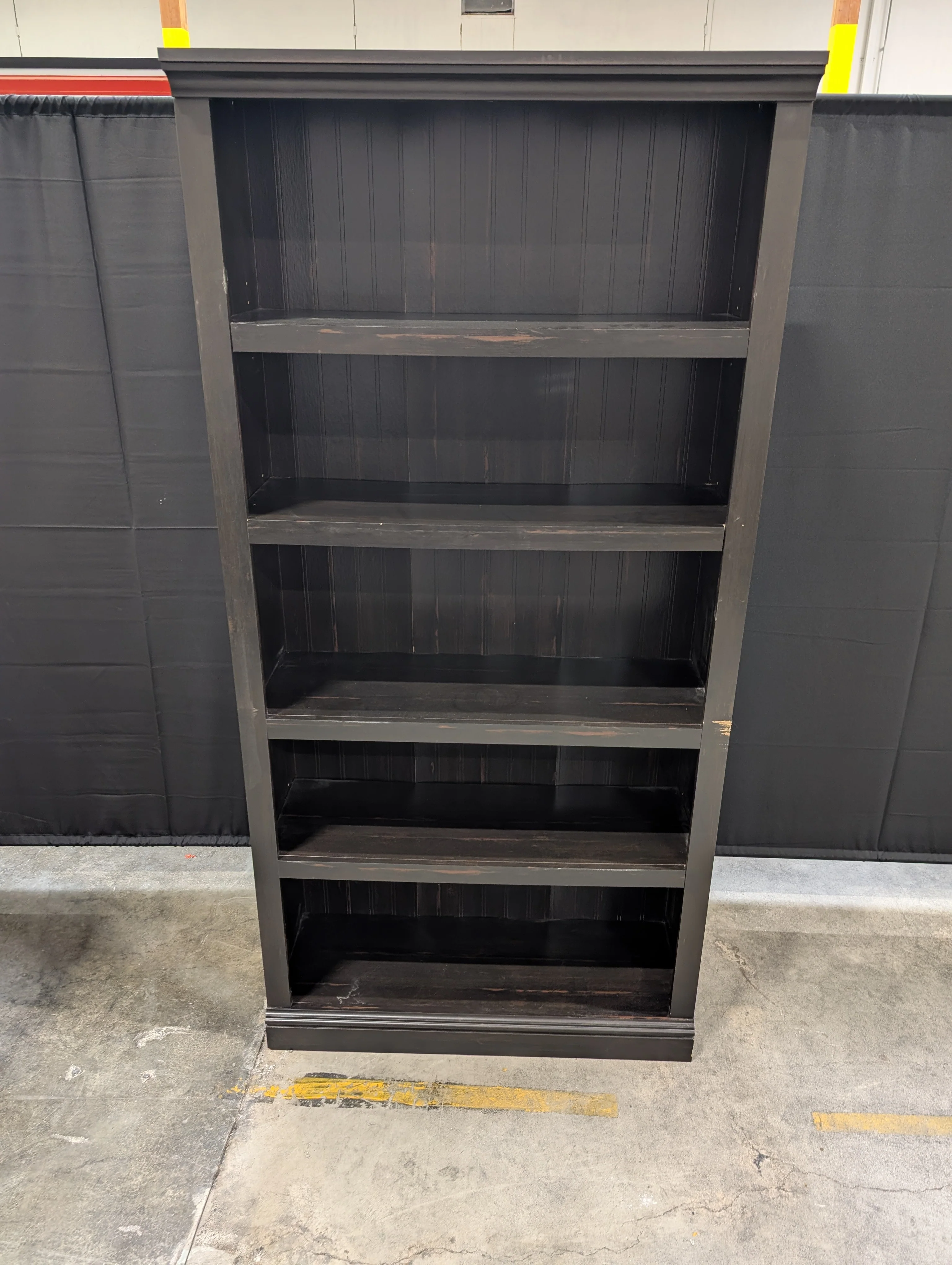 Tall Dark Wood Finish Multi-Shelf Bookcase Storage Unit - Image 6