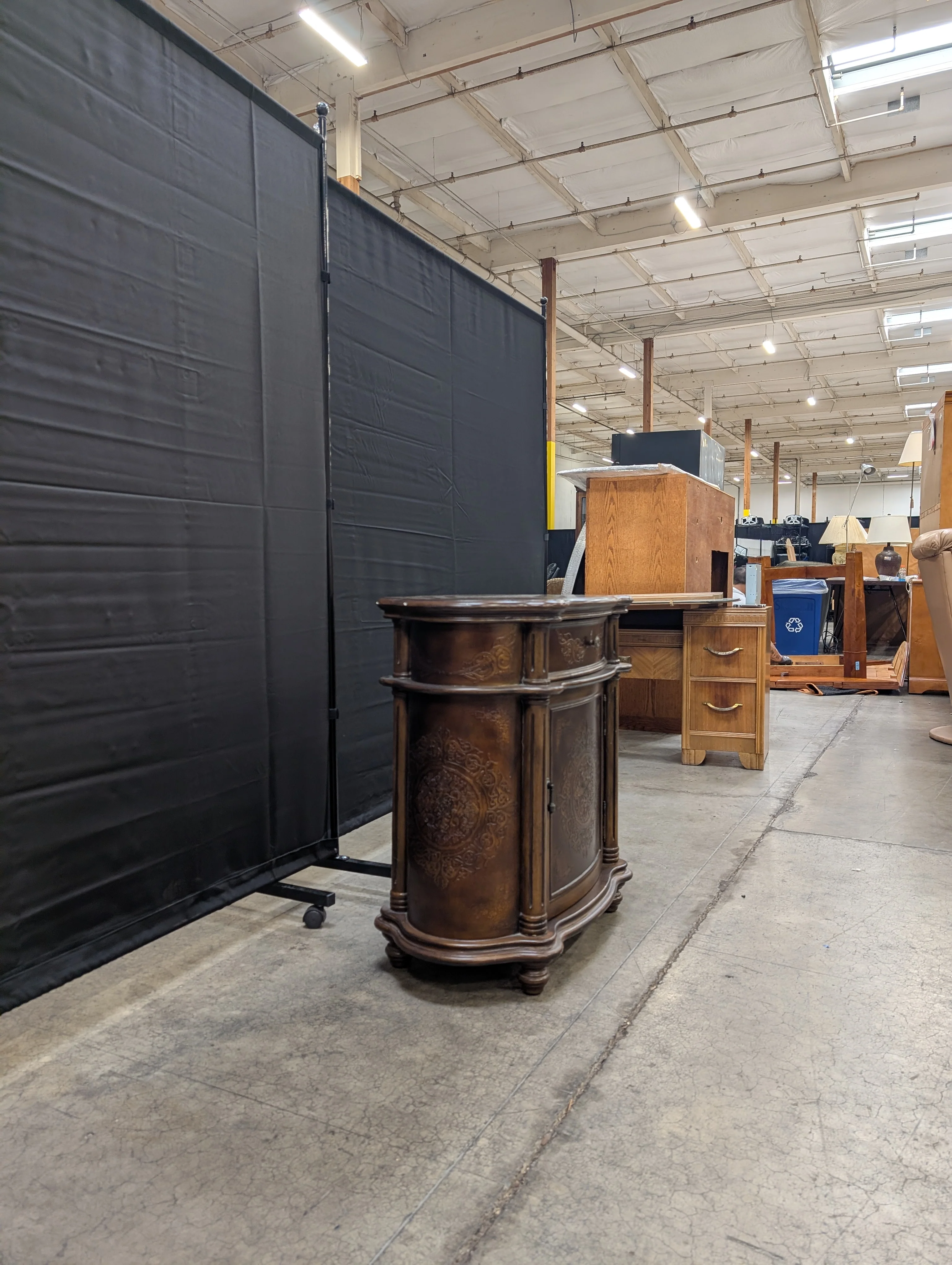 Ornate Dark Wood Accent Cabinet with Drawer - Image 7
