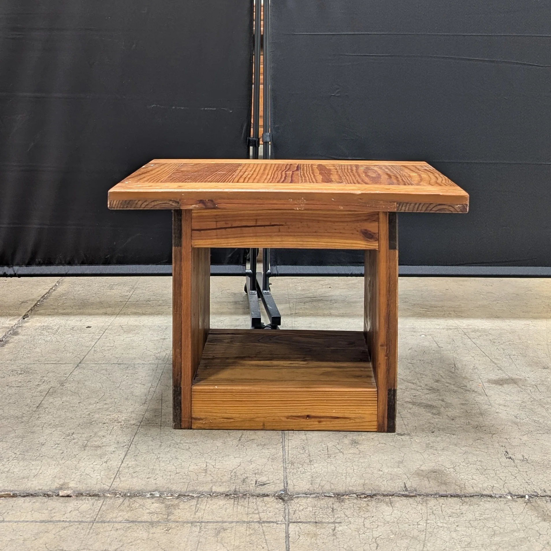 Rustic Wood Side Table with Lower Shelf