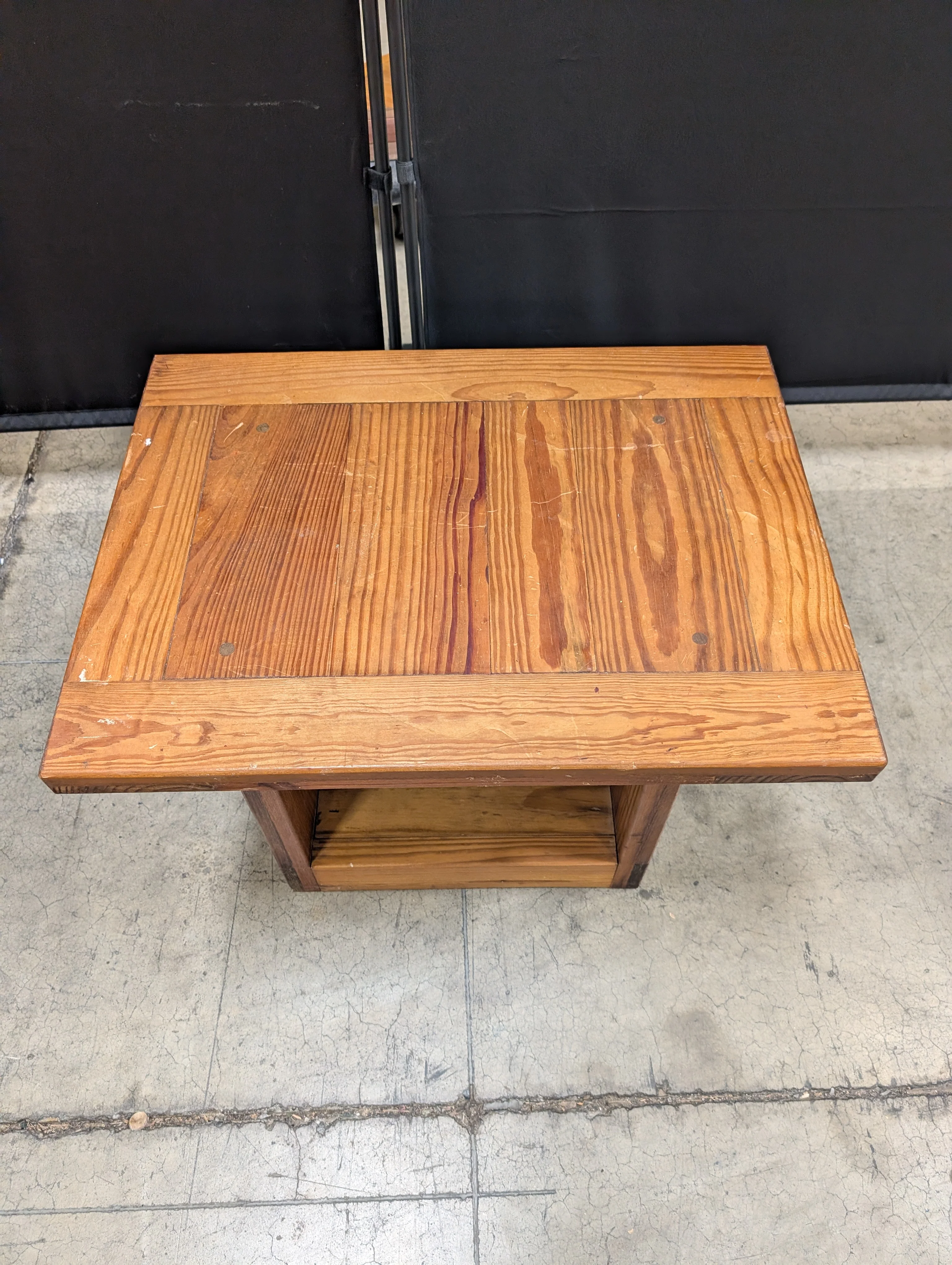 Rustic Wood Side Table with Lower Shelf - Image 3