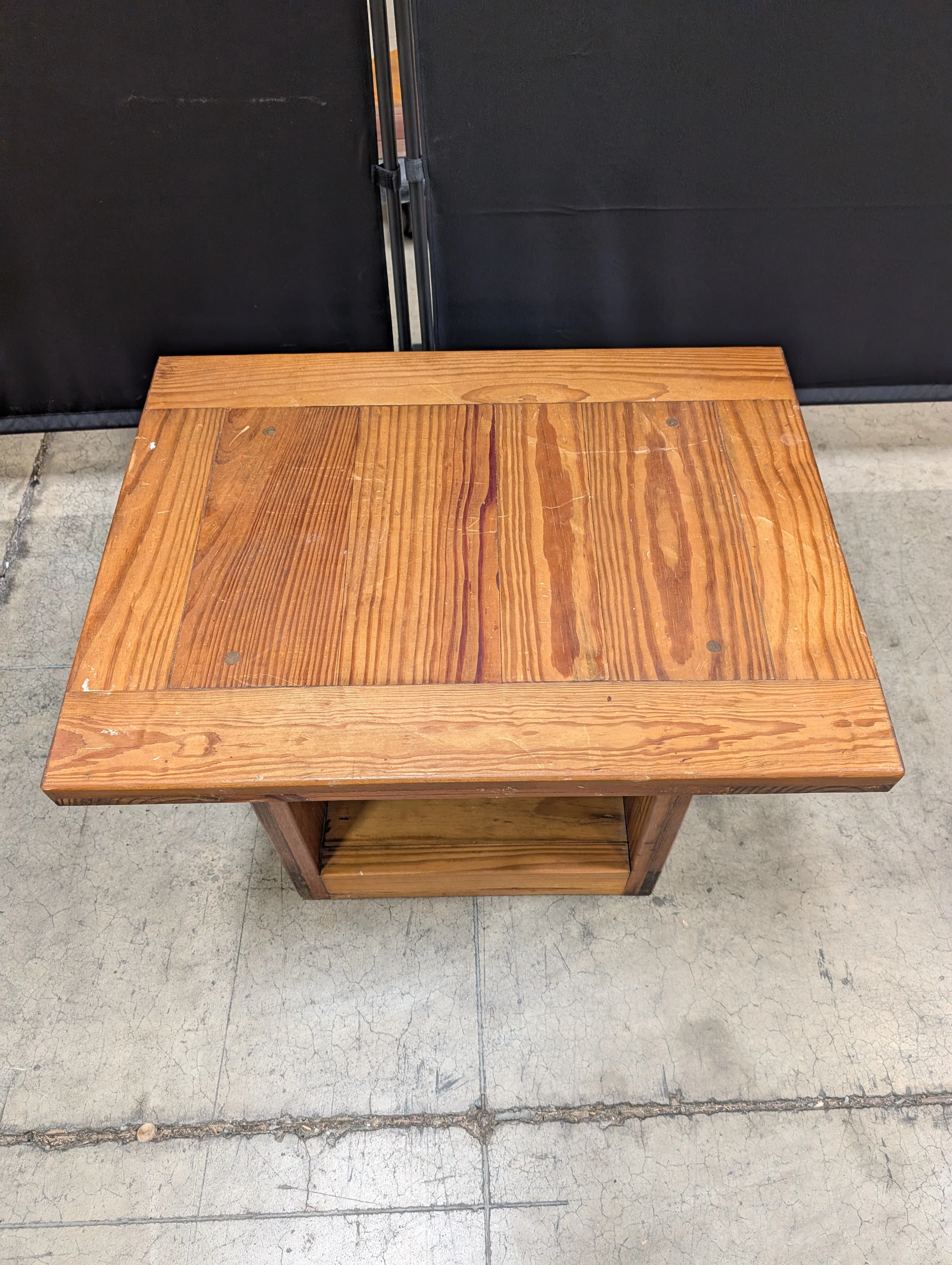 Rustic Wood Side Table with Lower Shelf - Image 9