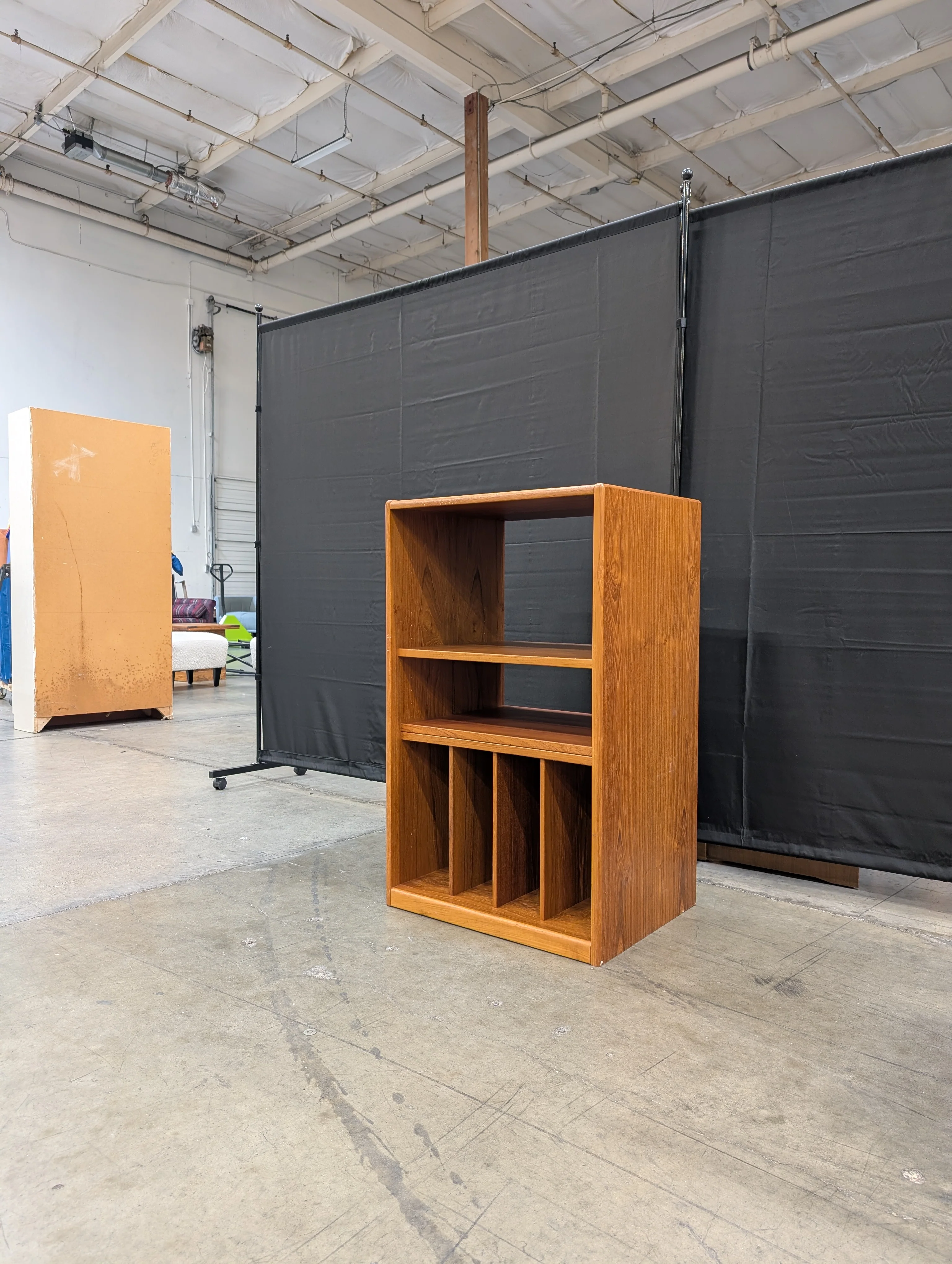 Made in Denmark Wooden Shelving Unit with Record Dividers - Image 2
